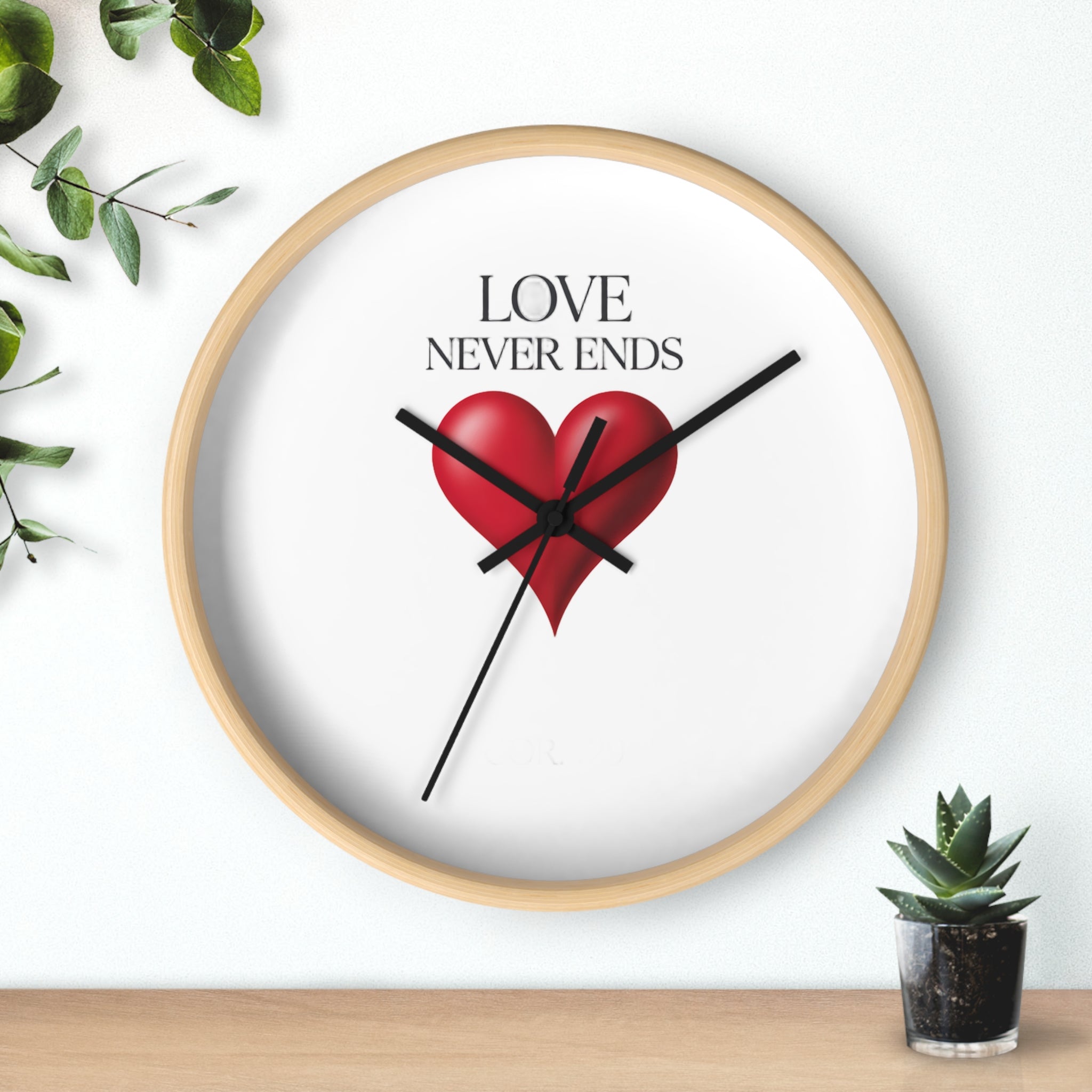 Wall Clock — "Love Never Ends" Heart Decorative Wall Clock | Romantic Home Decor, Valentine’s Day Gift