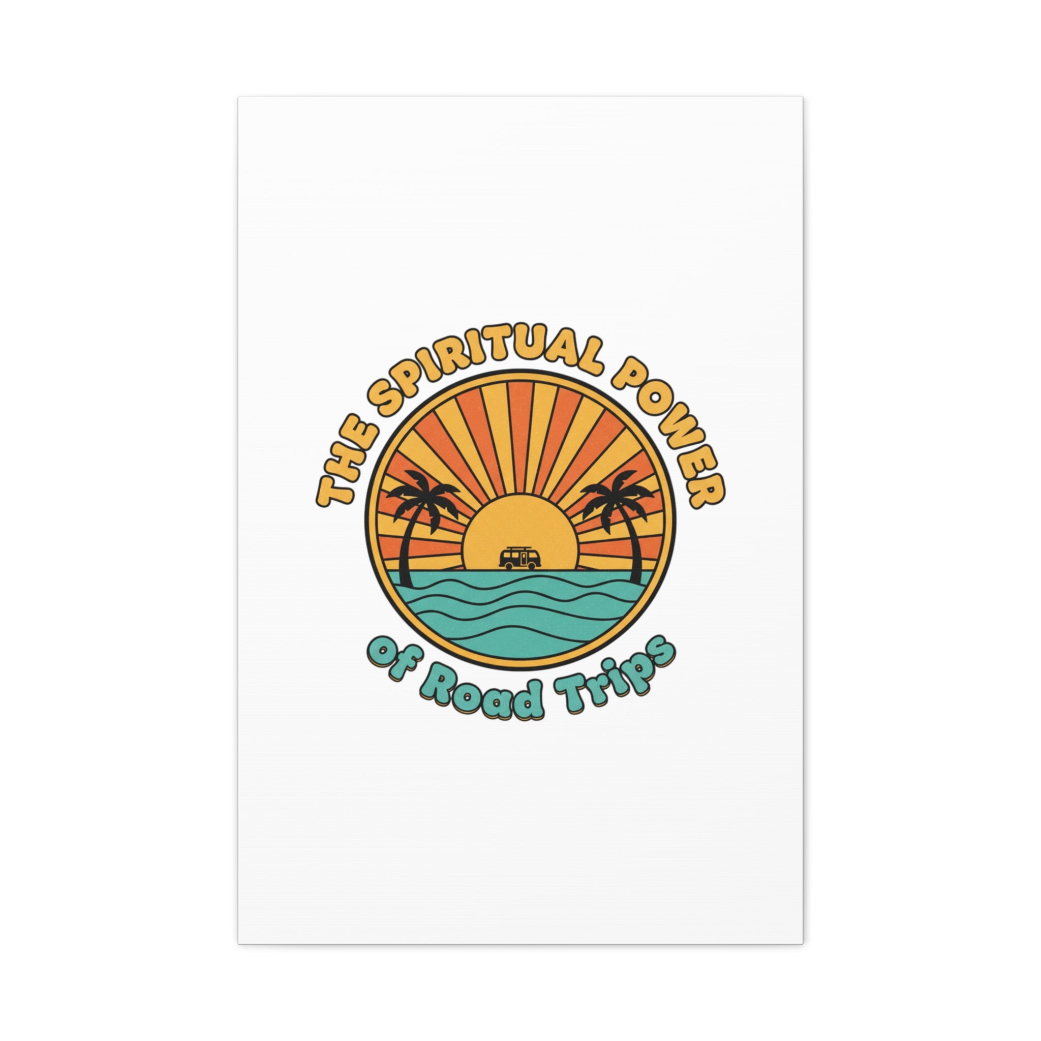 Spiritual Road Trips Canvas | 1970s Sunset Retro Palm Poster