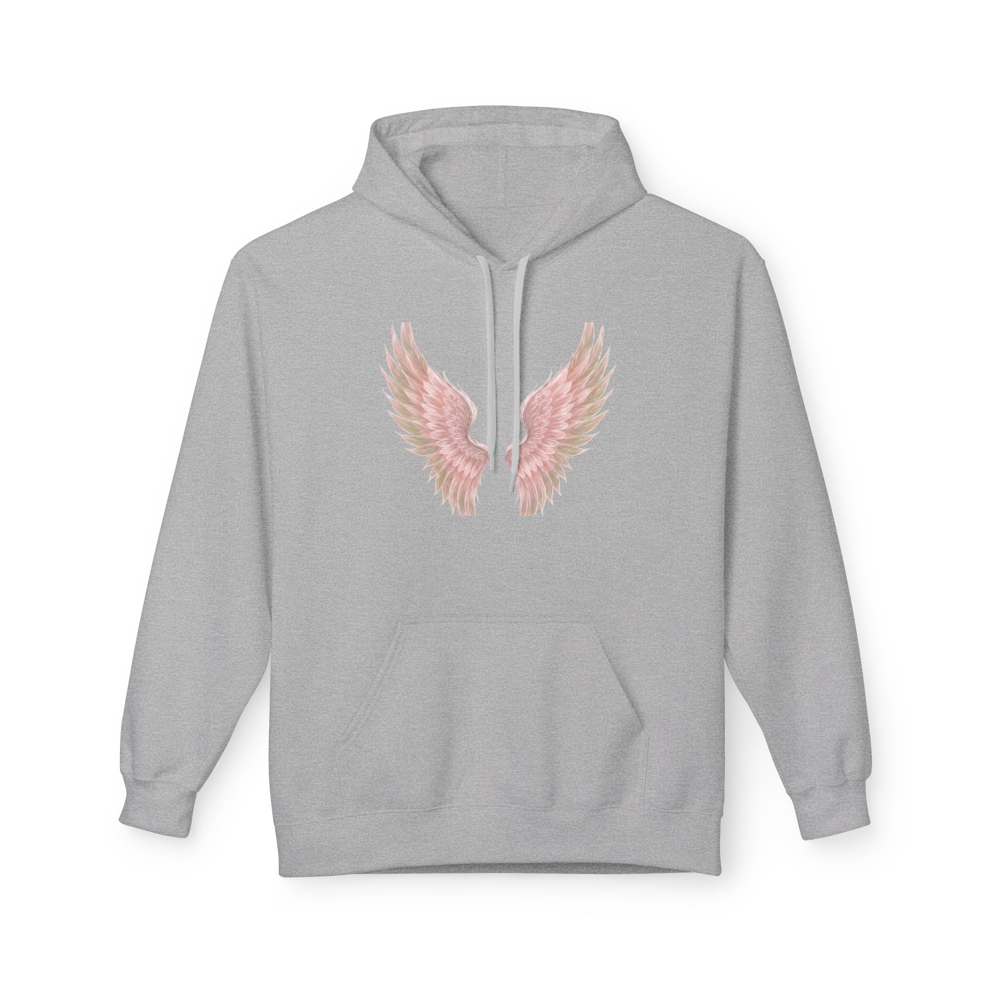 Angel Wings Hoodie — Pastel Pink Feather Graphic Pullover