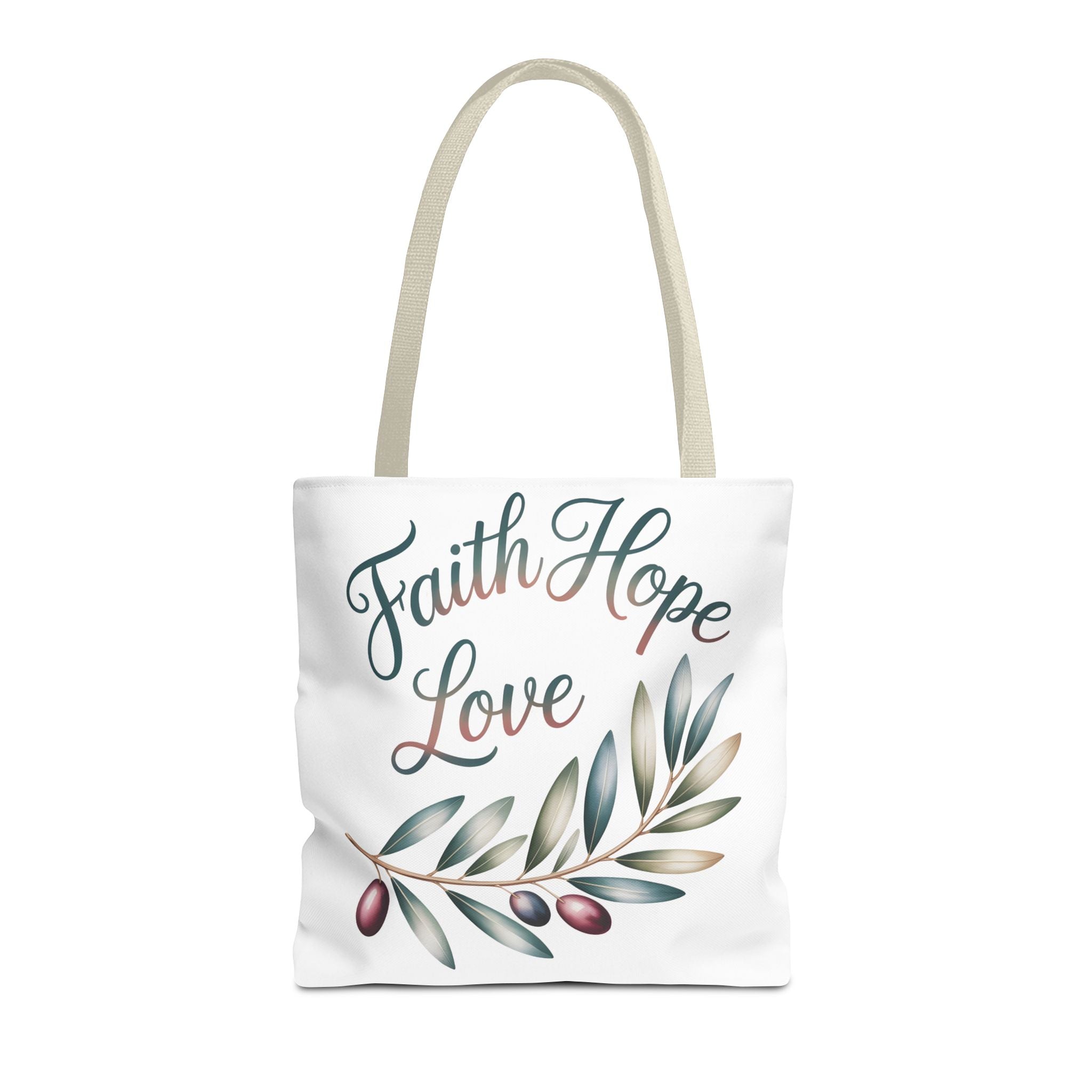Faith Hope Love Floral Tote Bag — Inspirational Scripture Quote Canvas Carryall