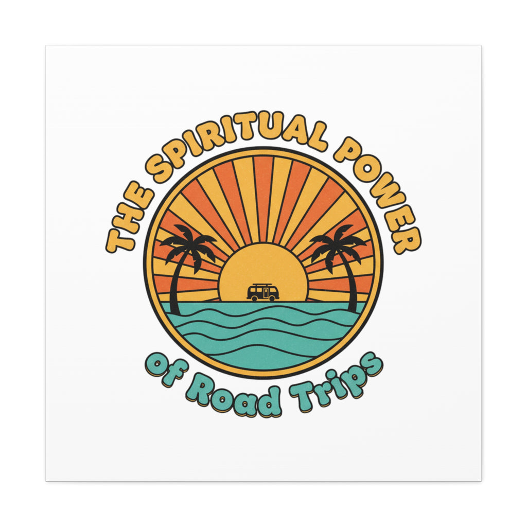Spiritual Road Trips Canvas | 1970s Sunset Retro Palm Poster