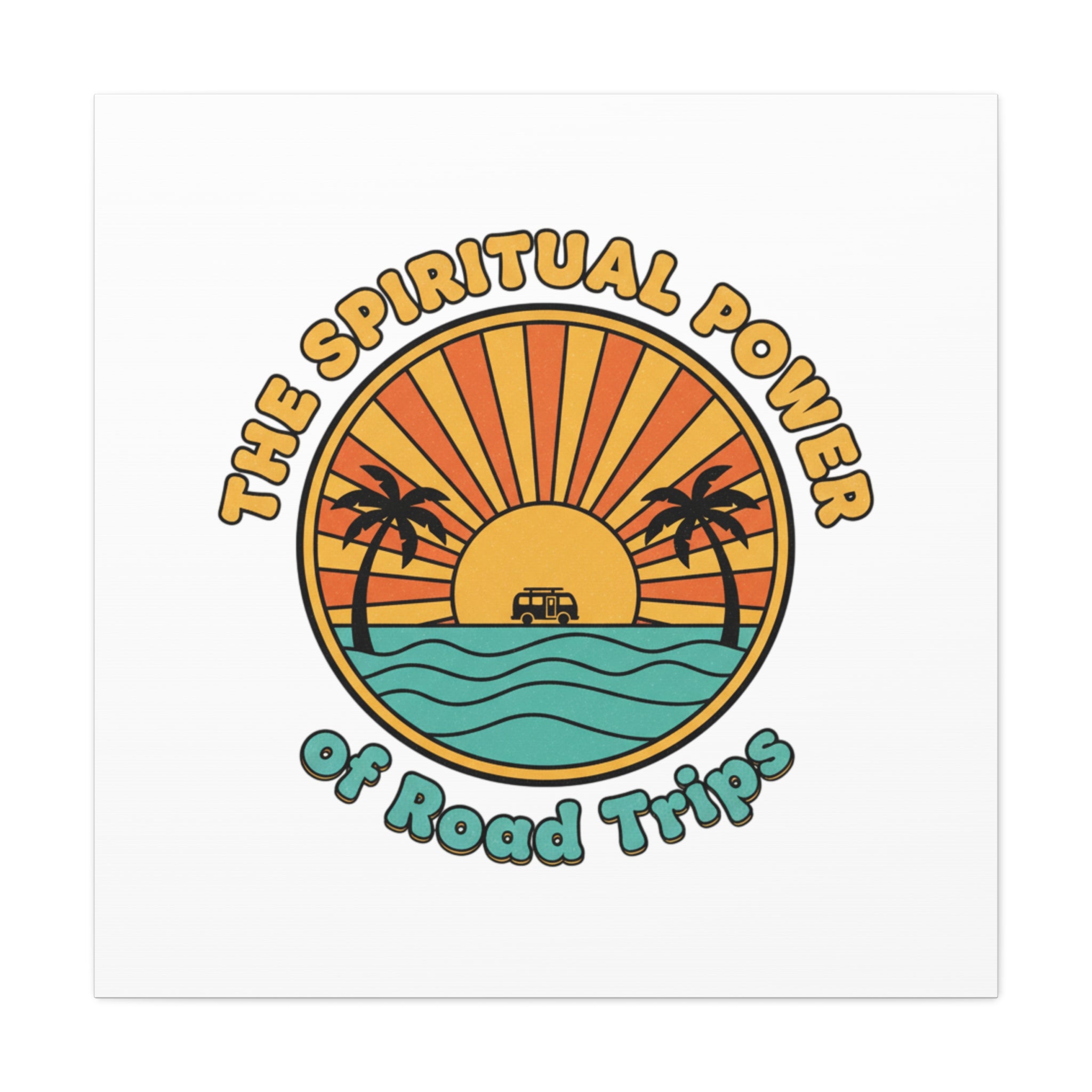 Spiritual Road Trips Canvas | 1970s Sunset Retro Palm Poster