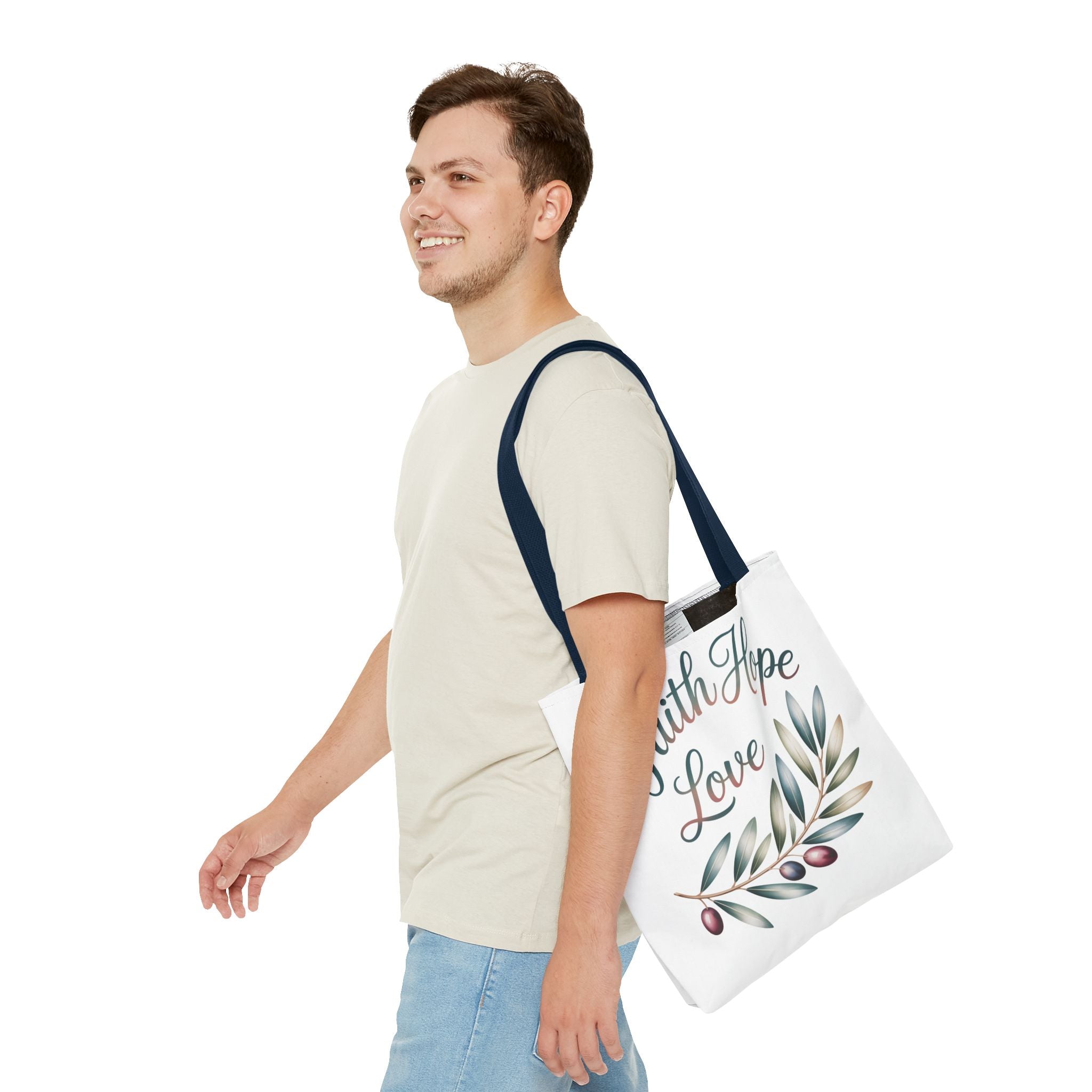Faith Hope Love Floral Tote Bag — Inspirational Scripture Quote Canvas Carryall