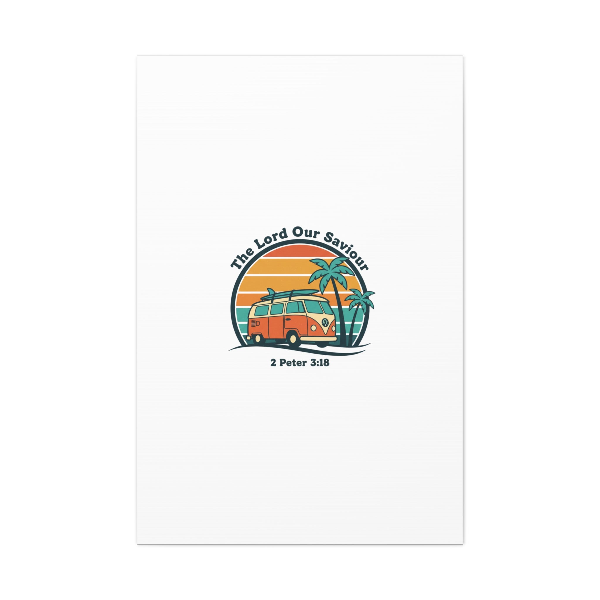 The Lord our Saviour, Retro Surf Sunset Canvas | 70s Van Palm Postcard, Analog Sunshine Aesthetic