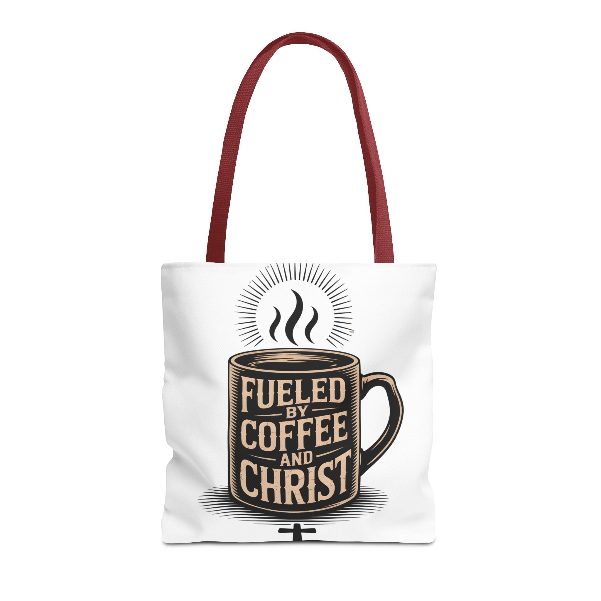 Christian Coffee Tote Bag - "Fueled by Coffee and Christ" Canvas Grocery & Church Bag