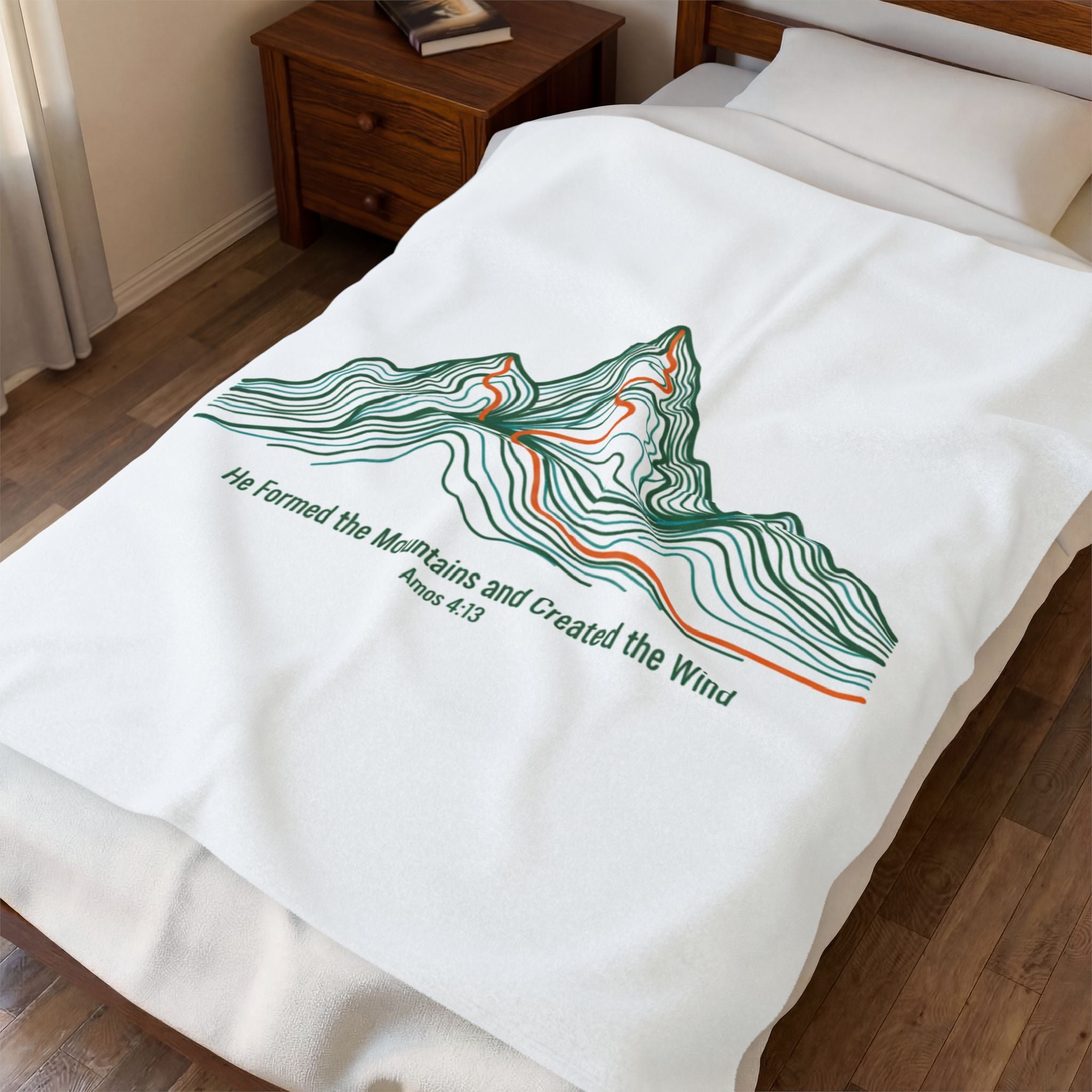 He Formed the Mountains Contour Design Blanket | topographic map print, contour line