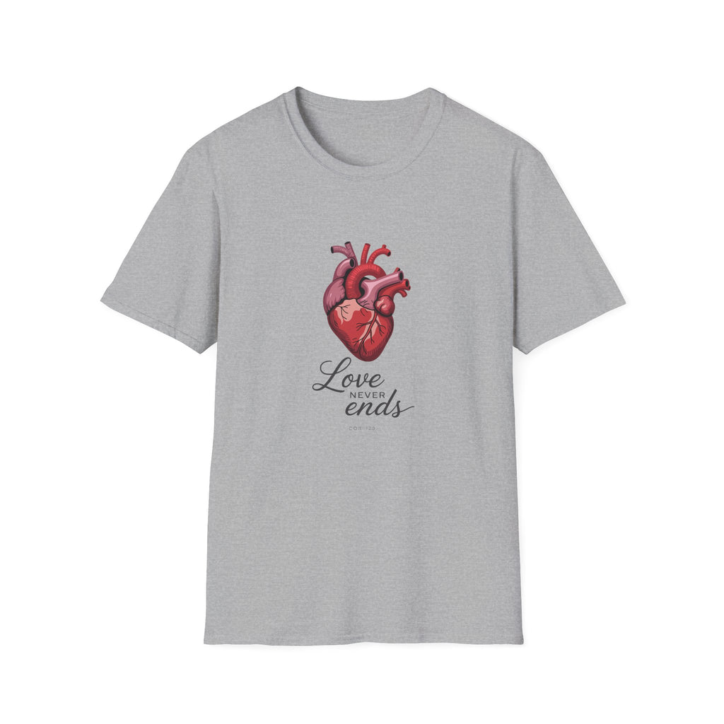 Love Never Ends Christian T-Shirt — Inspirational Scripture Tee