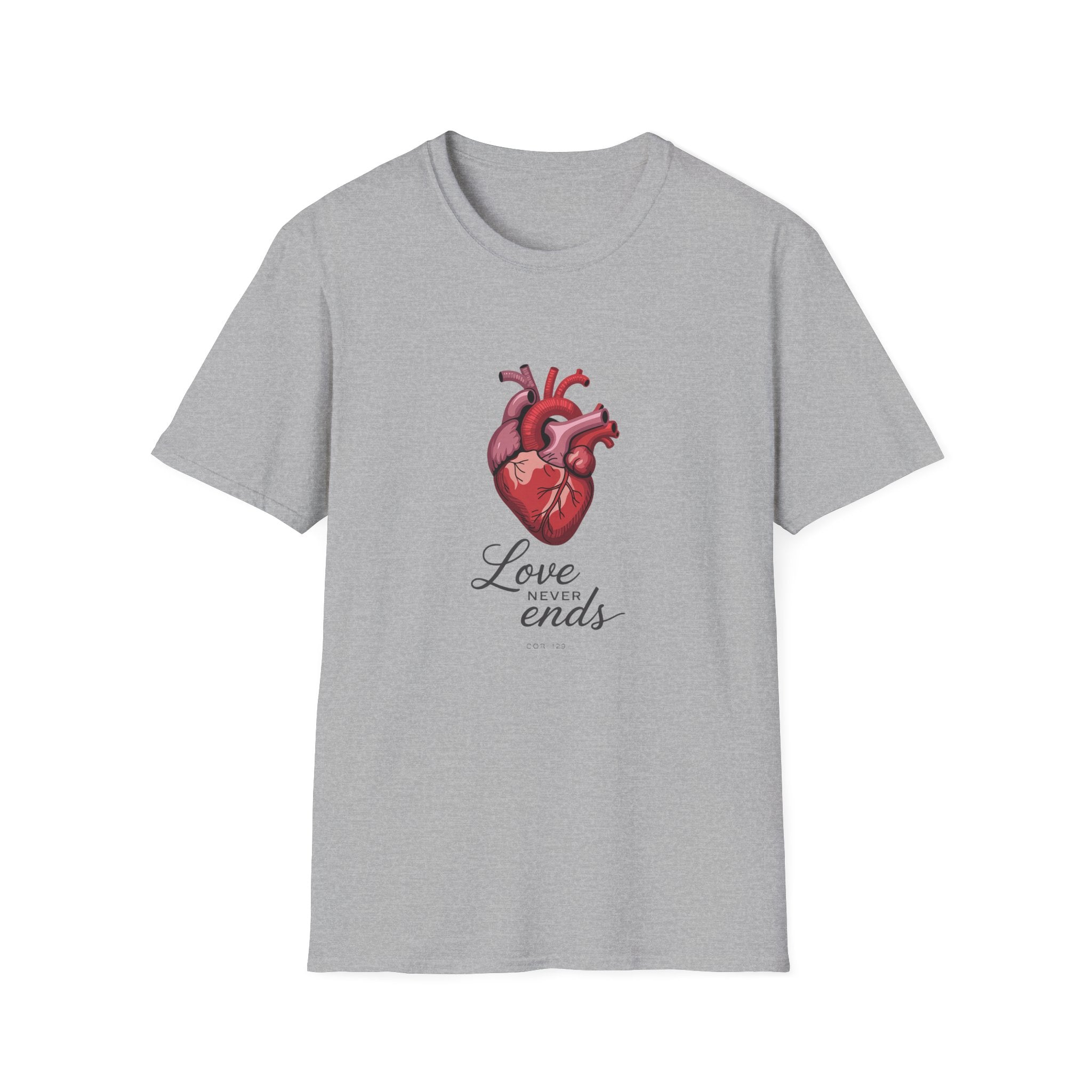 Love Never Ends Christian T-Shirt — Inspirational Scripture Tee