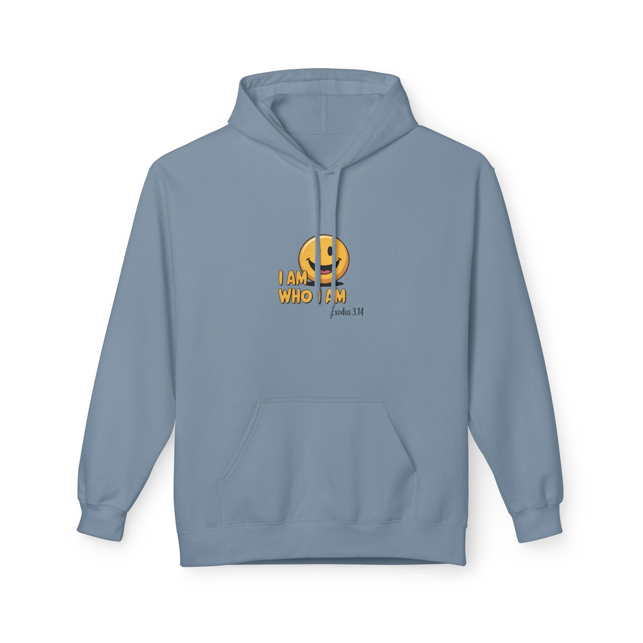 Hoodie — "I Am Who I Am" Smiley Christian Faith Graphic Hoodie