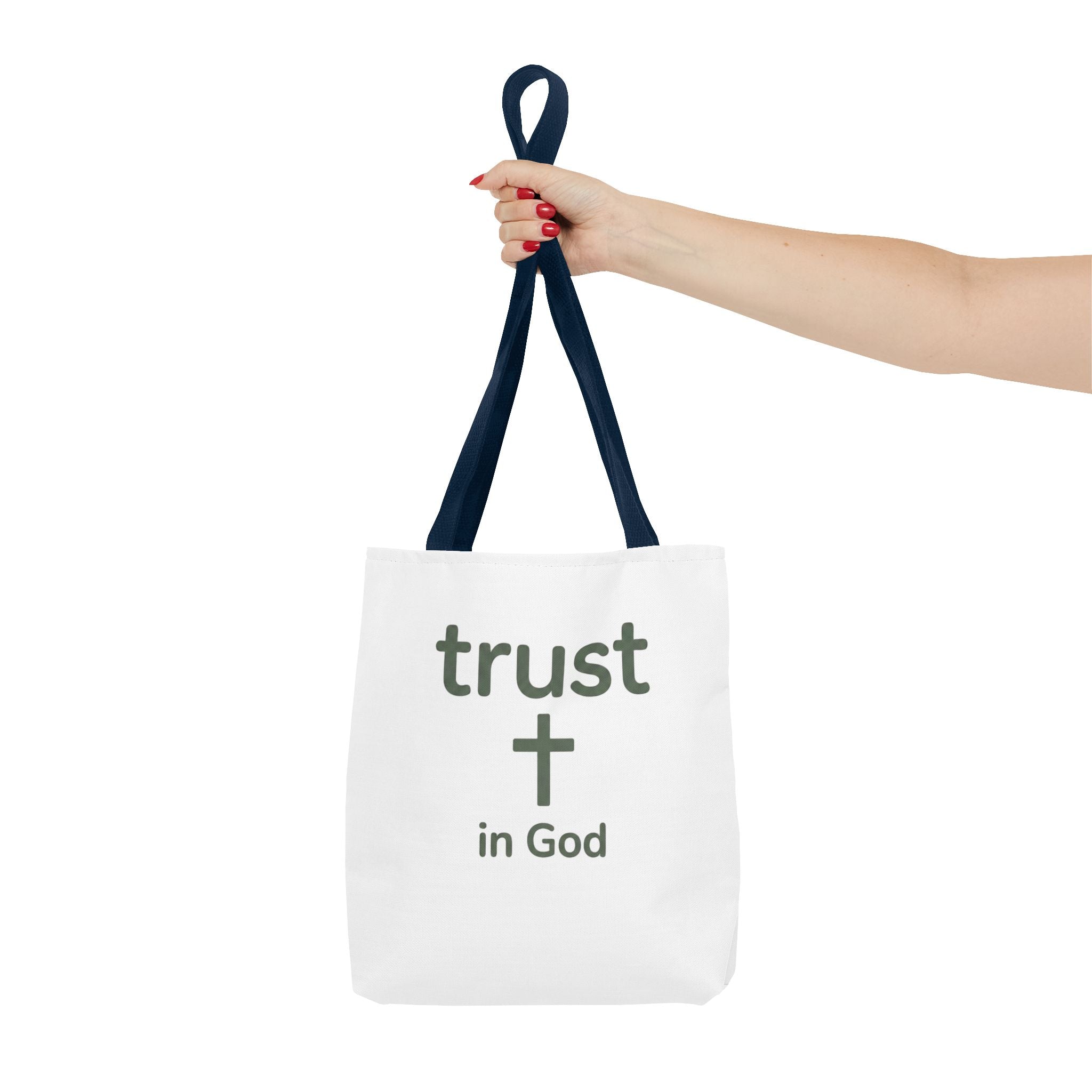 Faith Tote Bag — "Trust in God" Canvas Carryall with Cross
