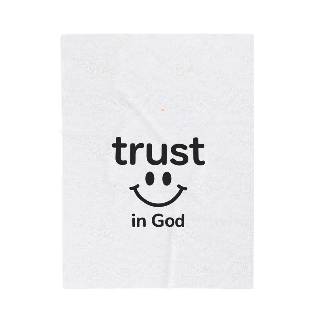 Velveteen Plush Blanket — “Trust in God” Smile Design Cozy Christian Throw
