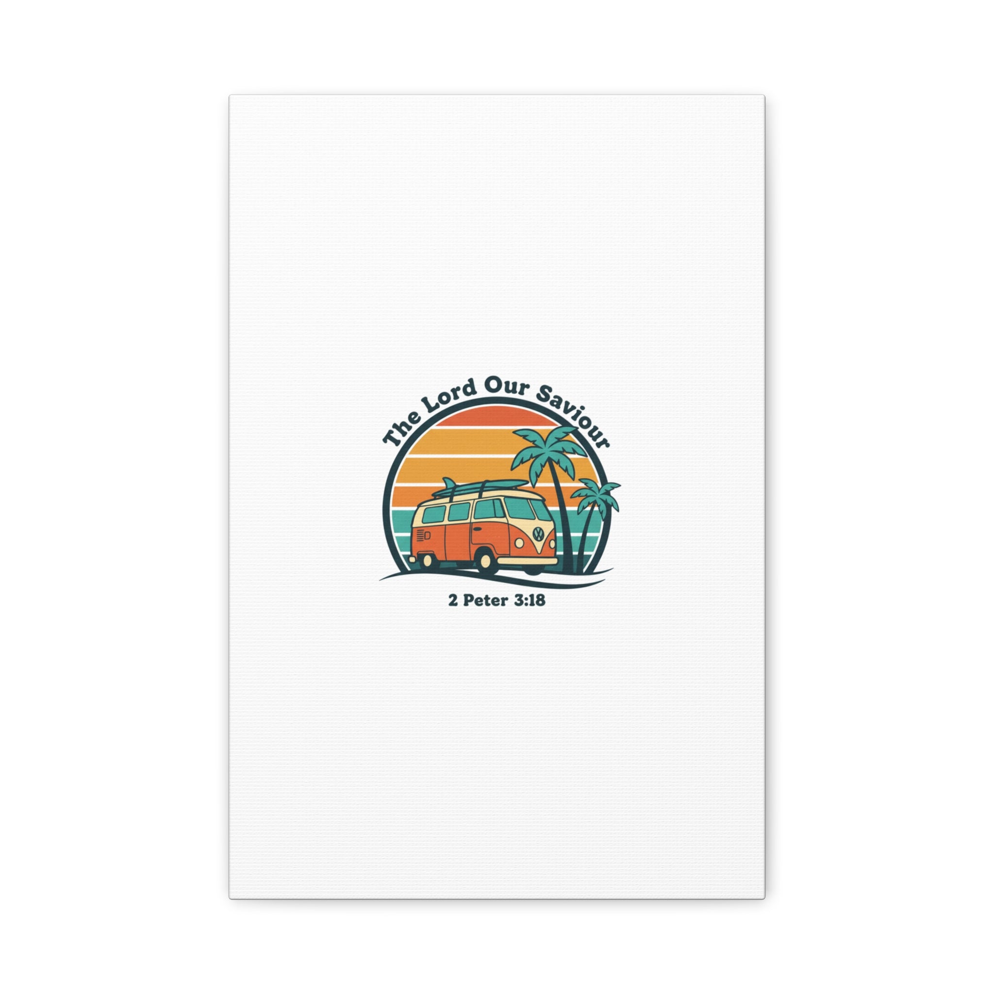 The Lord our Saviour, Retro Surf Sunset Canvas | 70s Van Palm Postcard, Analog Sunshine Aesthetic