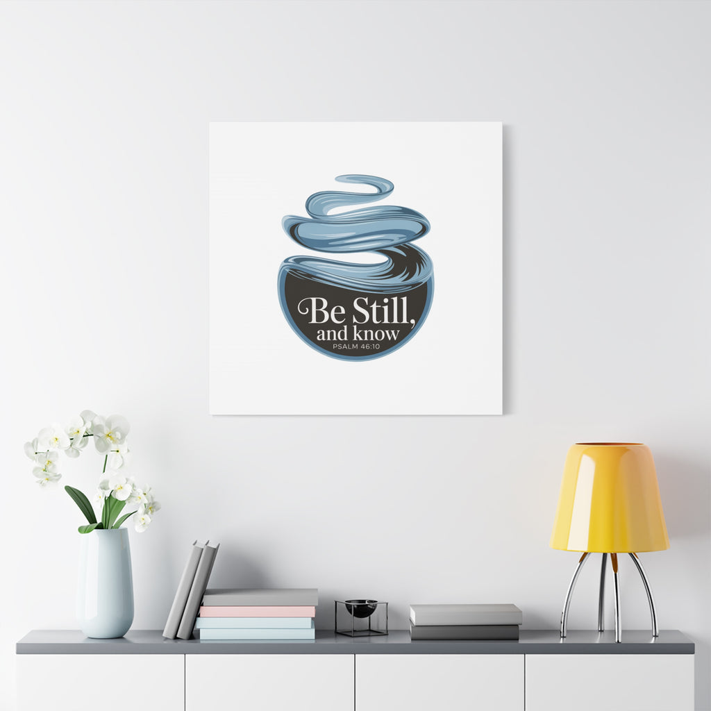 Be Still & Know Canvas Wall Art — Minimal Heart Quote Stretched Matte Canvas