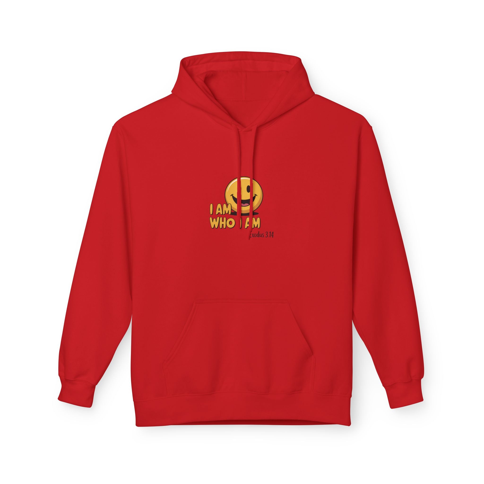 Hoodie — "I Am Who I Am" Smiley Christian Faith Graphic Hoodie