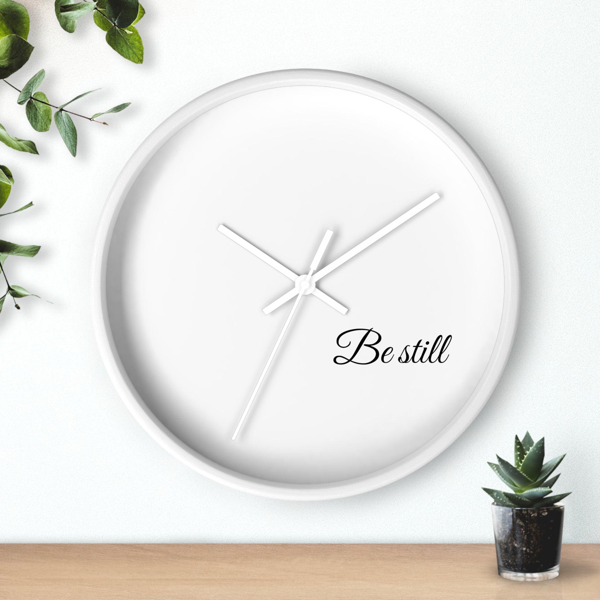 Be Still Wall Clock — Minimalist Bible Scripture Clock