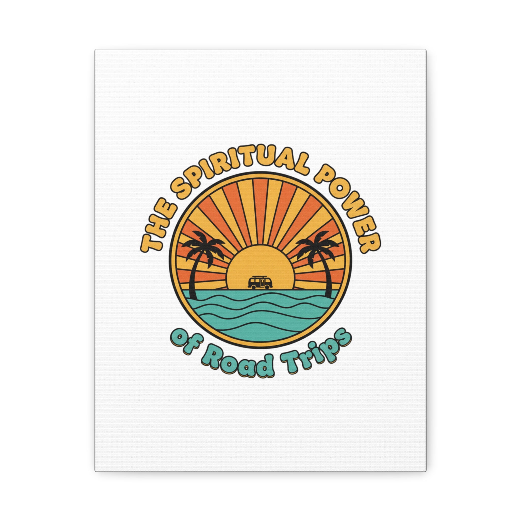 Spiritual Road Trips Canvas | 1970s Sunset Retro Palm Poster