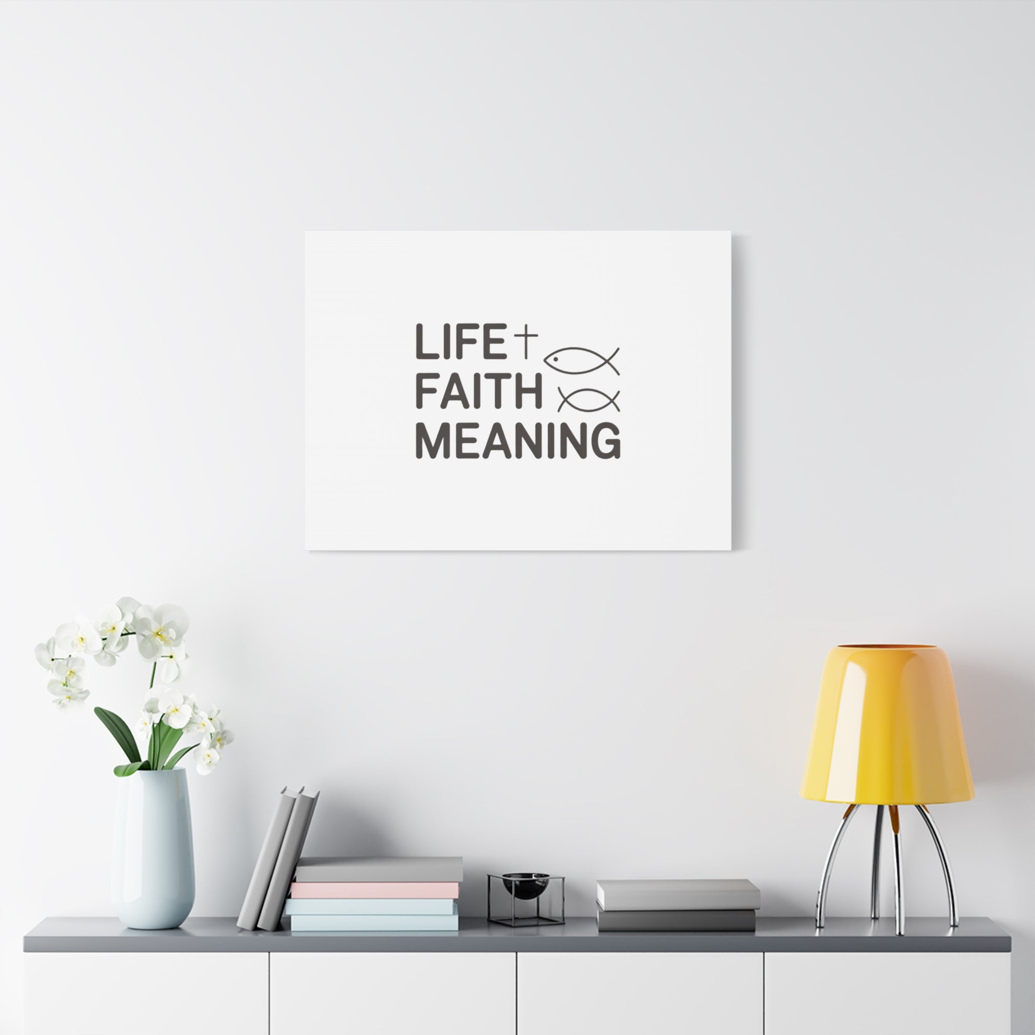 Faith Wall Canvas - "Life + Faith = Meaning" Minimal Christian Art