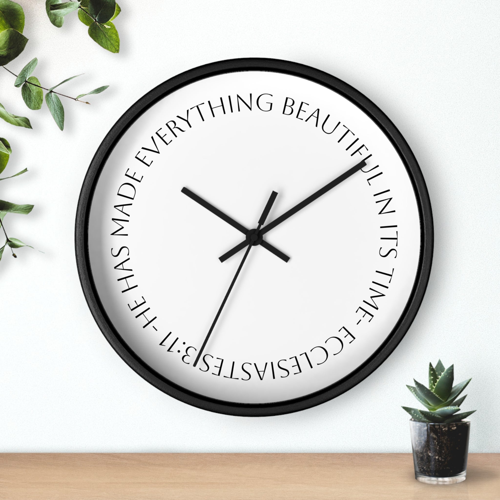 "Everything Beautiful In It´s Time"— (Ecclesiastes 3:11) Scripture Decorative Wall Clock