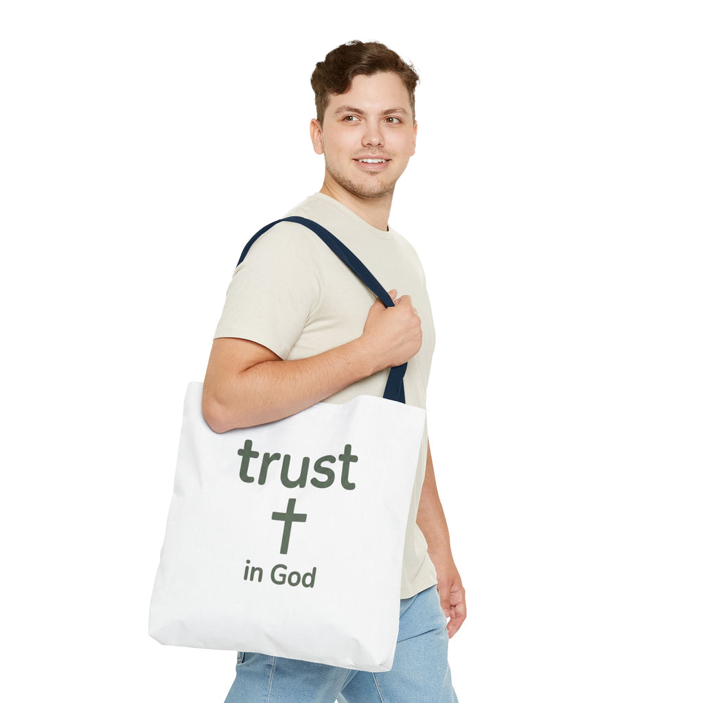 Faith Tote Bag — "Trust in God" Canvas Carryall with Cross