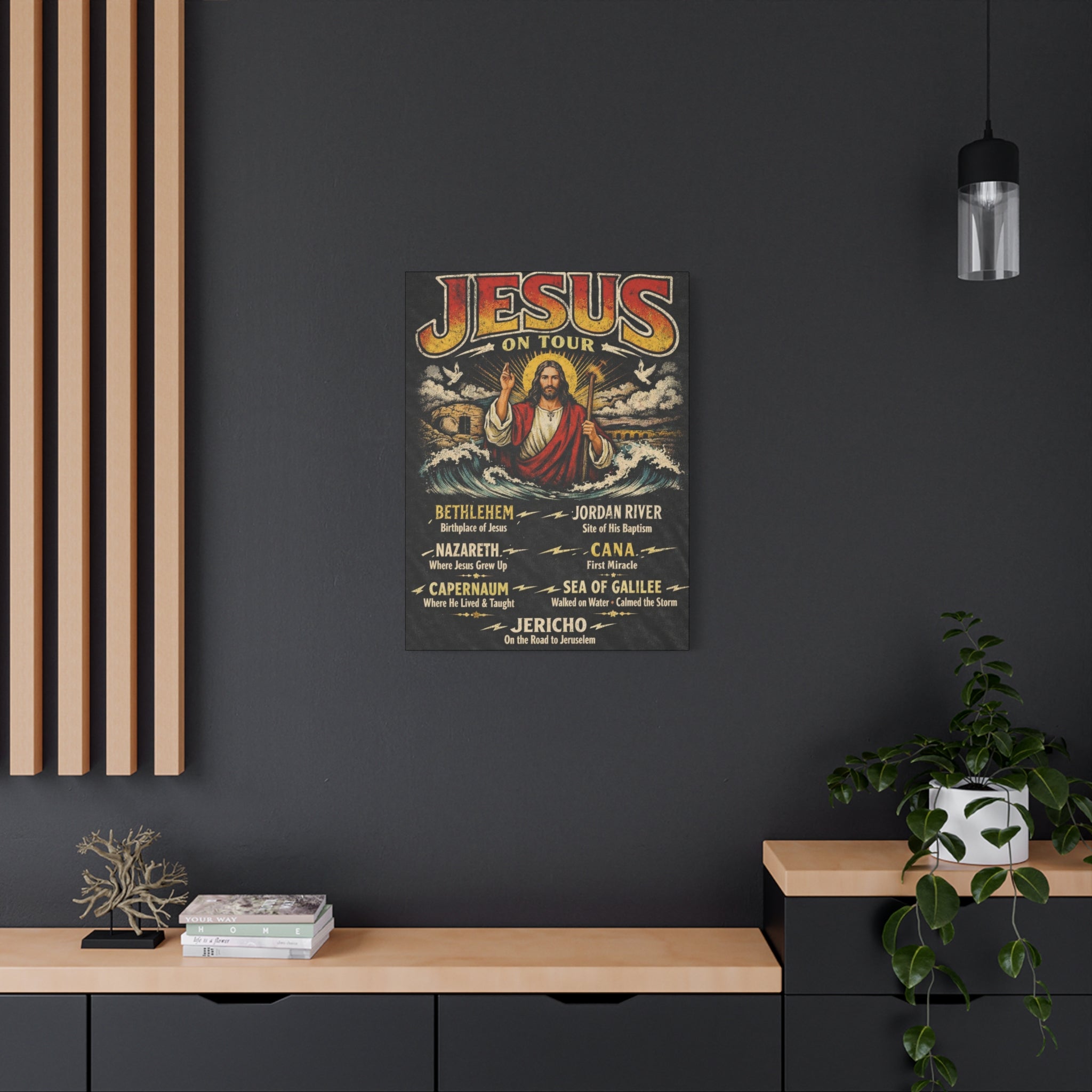 Jesus on tour Christian Canvas Wall Art — Minimal Heart Quote Stretched Matte Canvas