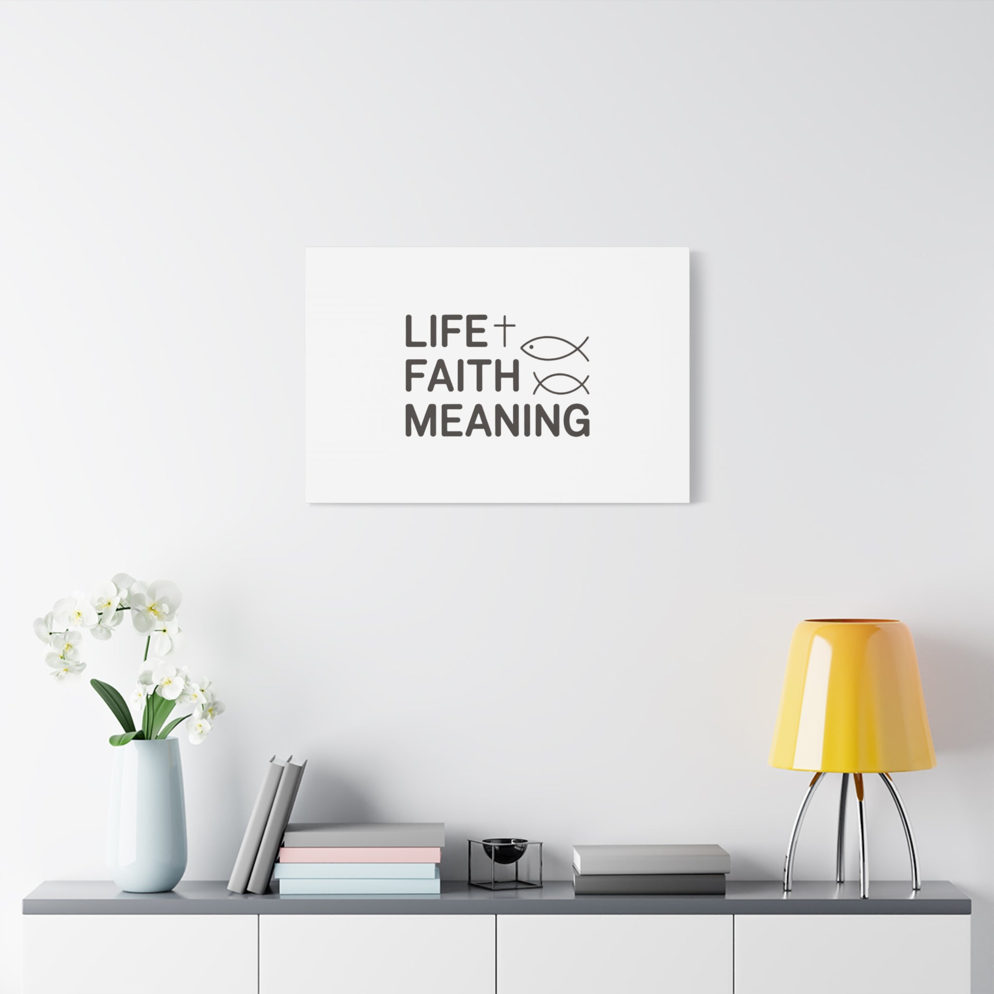 Faith Wall Canvas - "Life + Faith = Meaning" Minimal Christian Art