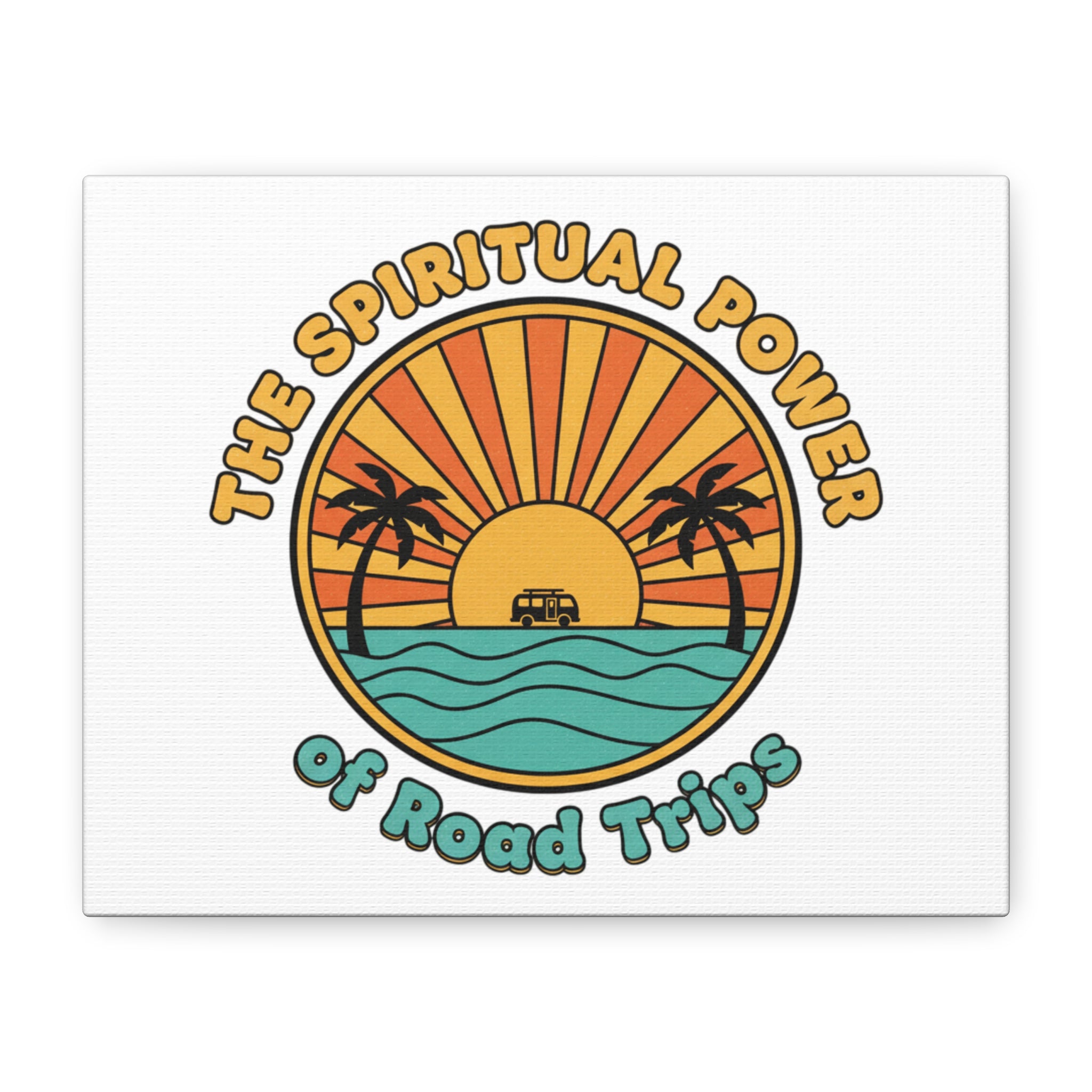Spiritual Road Trips Canvas | 1970s Sunset Retro Palm Poster