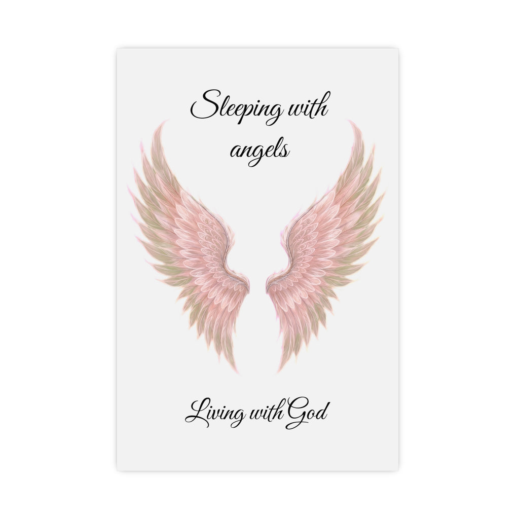 Sleeping with Angels Matte Poster — Dramatic Pink Angel Wings Wall Art