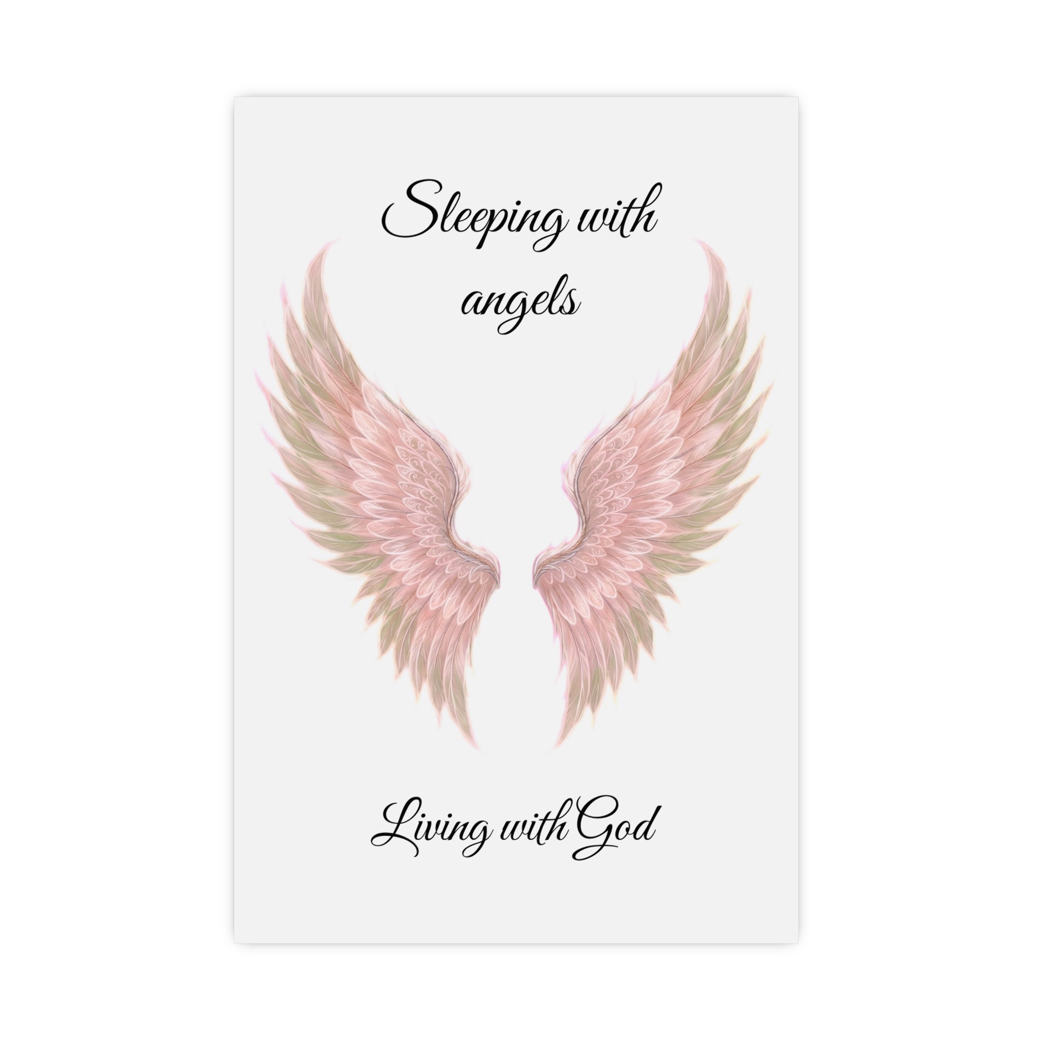 Sleeping with Angels Matte Poster — Dramatic Pink Angel Wings Wall Art