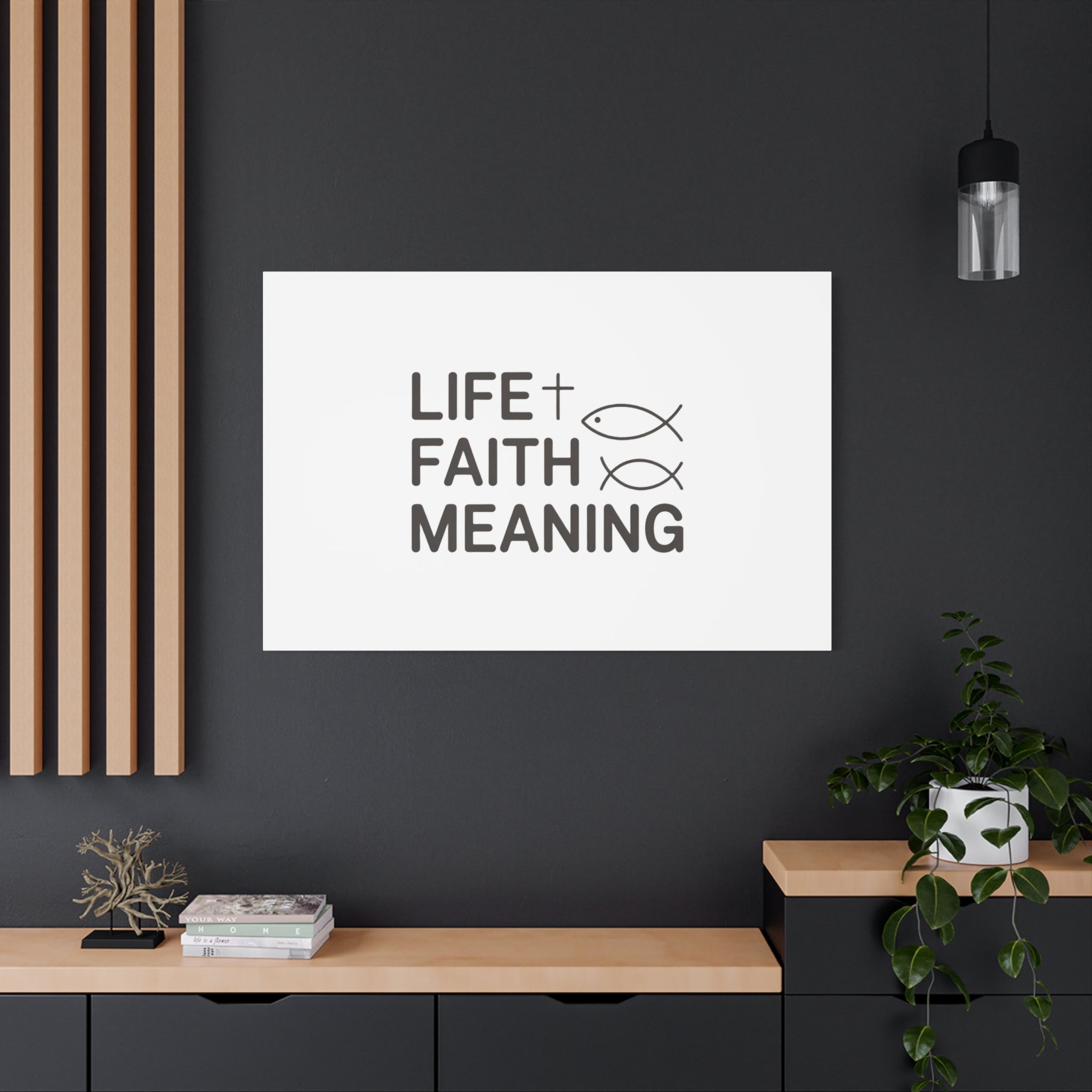 Faith Wall Canvas - "Life + Faith = Meaning" Minimal Christian Art