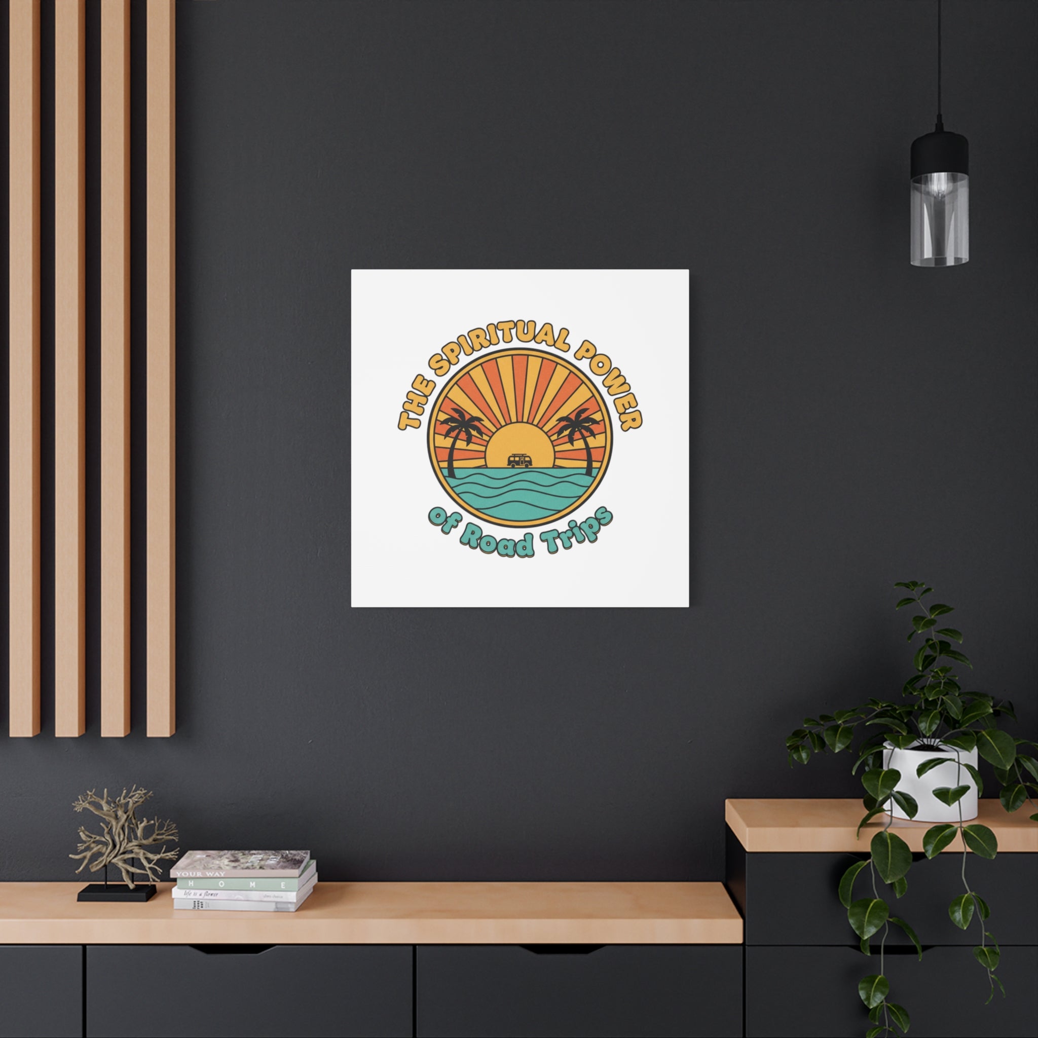 Spiritual Road Trips Canvas | 1970s Sunset Retro Palm Poster