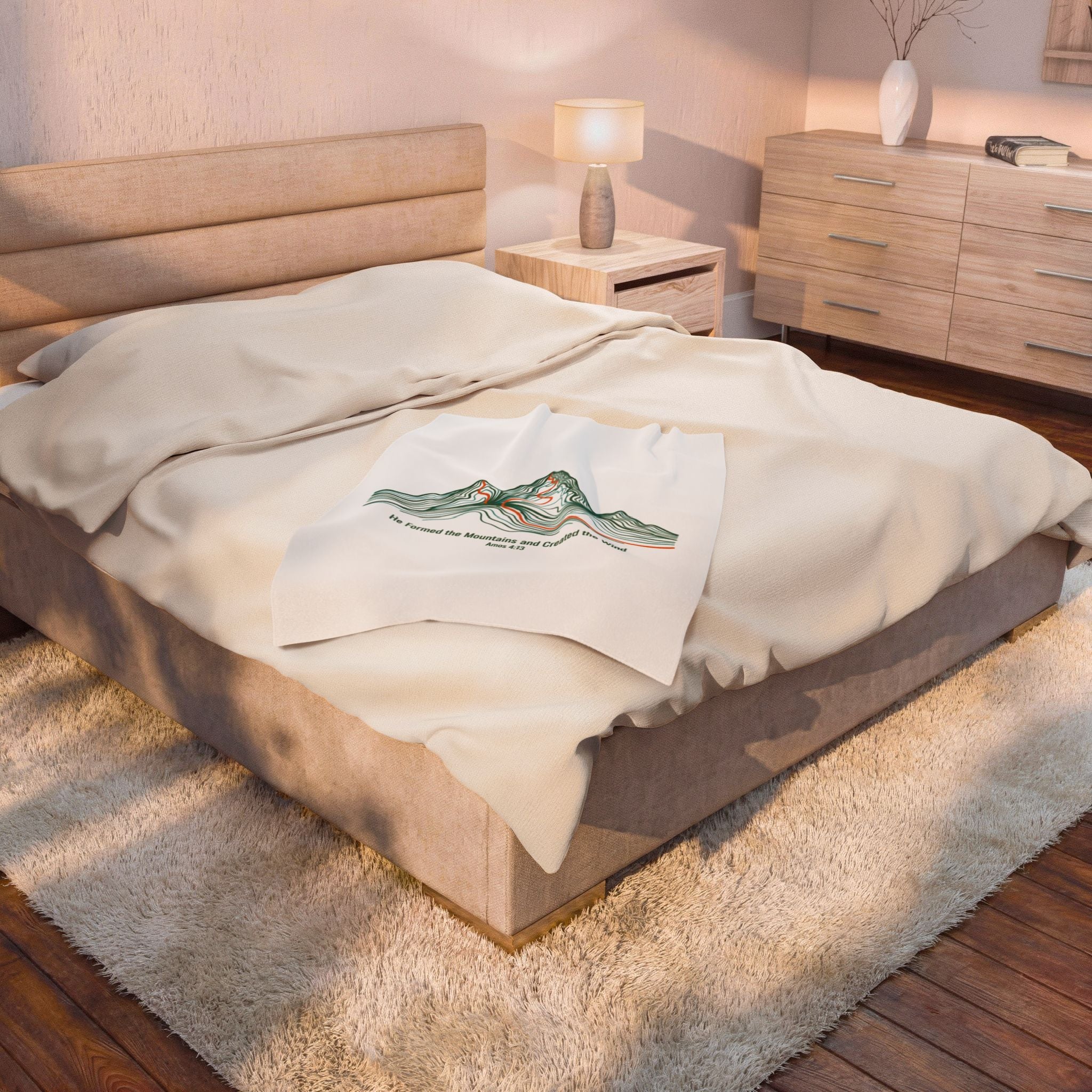 He Formed the Mountains Contour Design Blanket | topographic map print, contour line