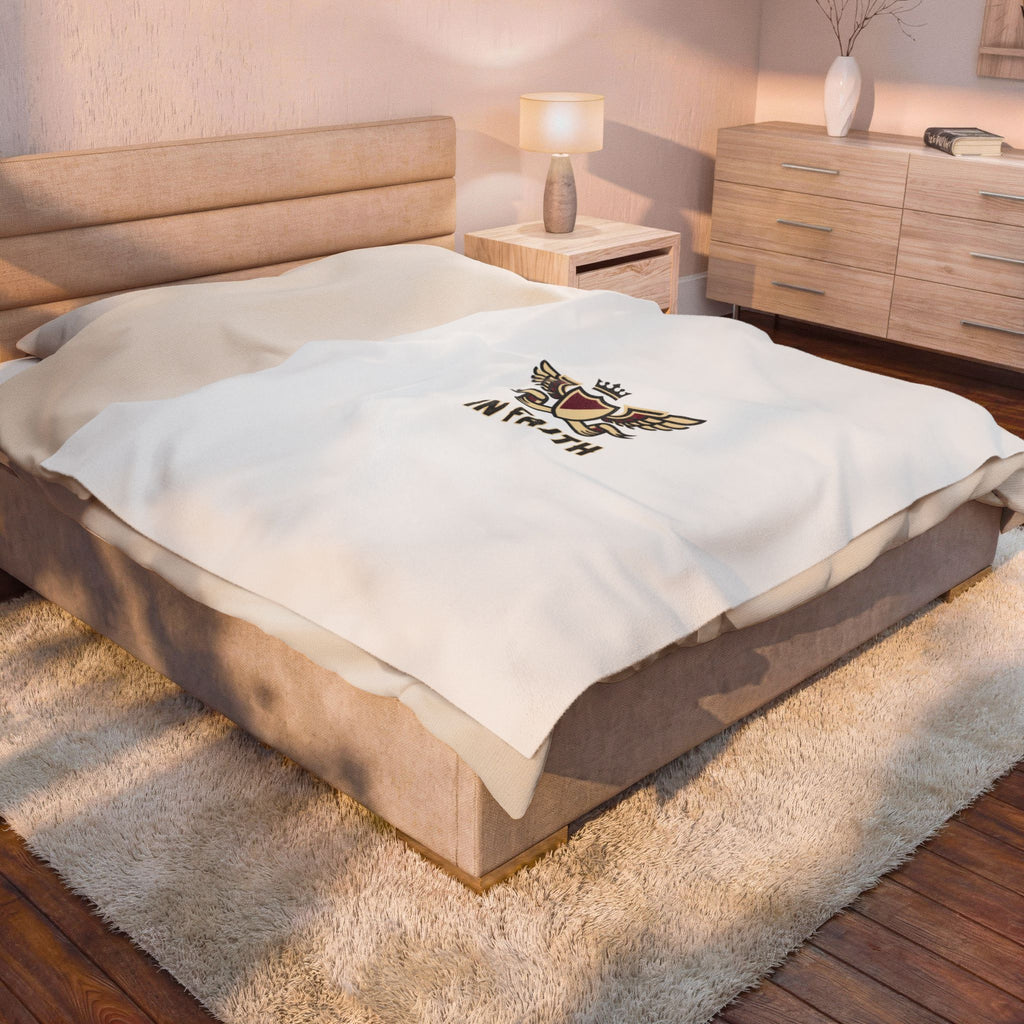 Plush Blanket — 'In Faith' Crest Velveteen Throw
