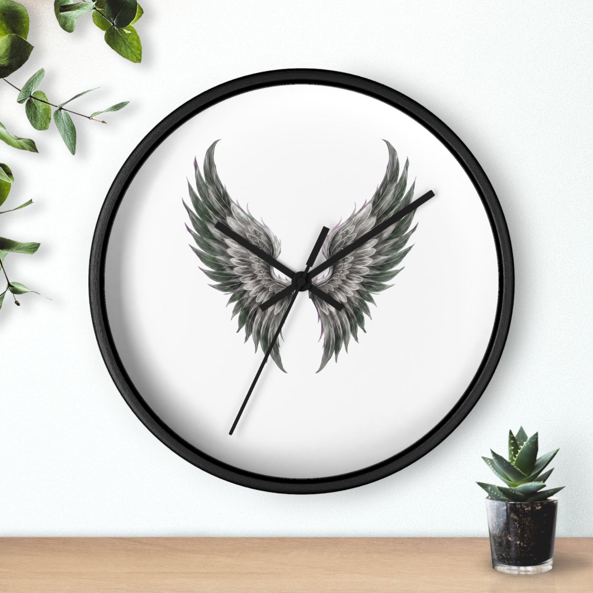 Angel Wings Wall Clock — Minimal Feathered Wing Timepiece