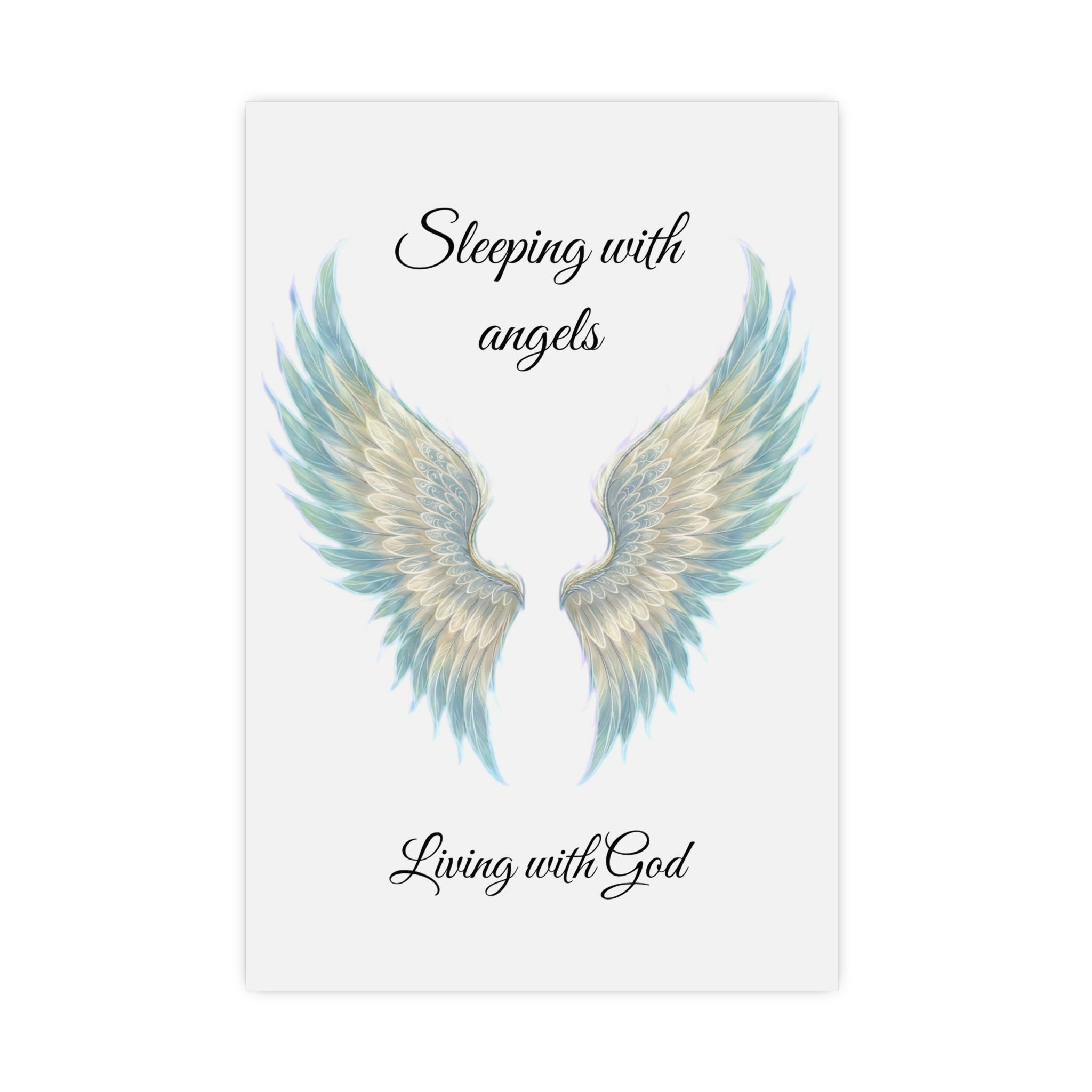 Sleeping with Angels Matte Poster — Dramatic Blue Angel Wings Wall Art