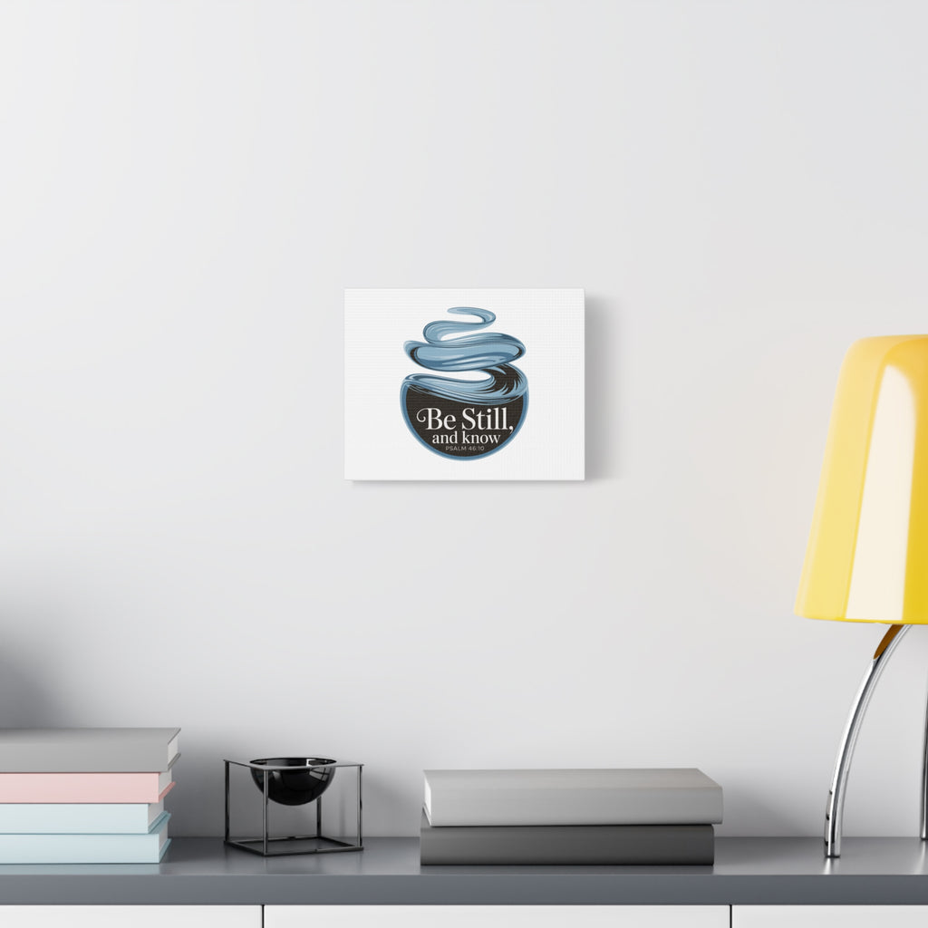 Be Still & Know Canvas Wall Art — Minimal Heart Quote Stretched Matte Canvas
