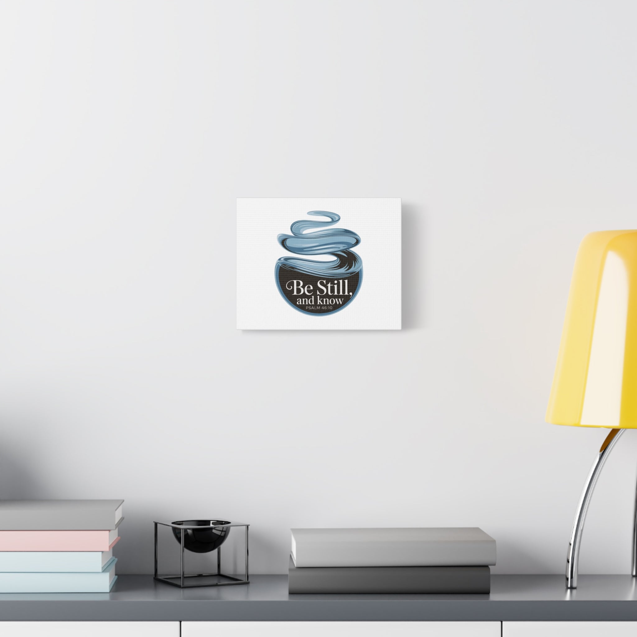Be Still & Know Canvas Wall Art — Minimal Heart Quote Stretched Matte Canvas