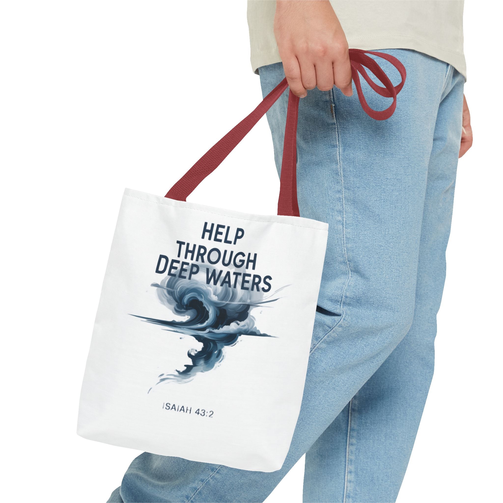 Tote — "Help Through Deep Waters" Inspirational Scripture Tote Bag (Isaiah 43:2)