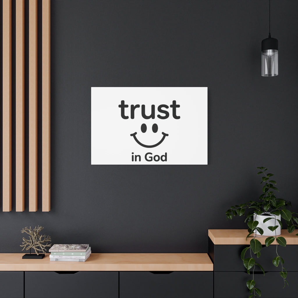 Trust in God Canvas Wall Art — Minimal Heart Quote Stretched Matte Canvas