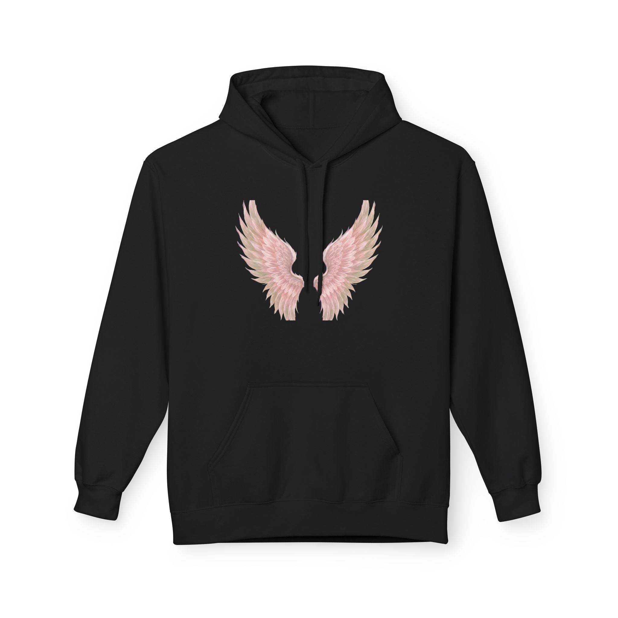 Angel Wings Hoodie — Pastel Pink Feather Graphic Pullover