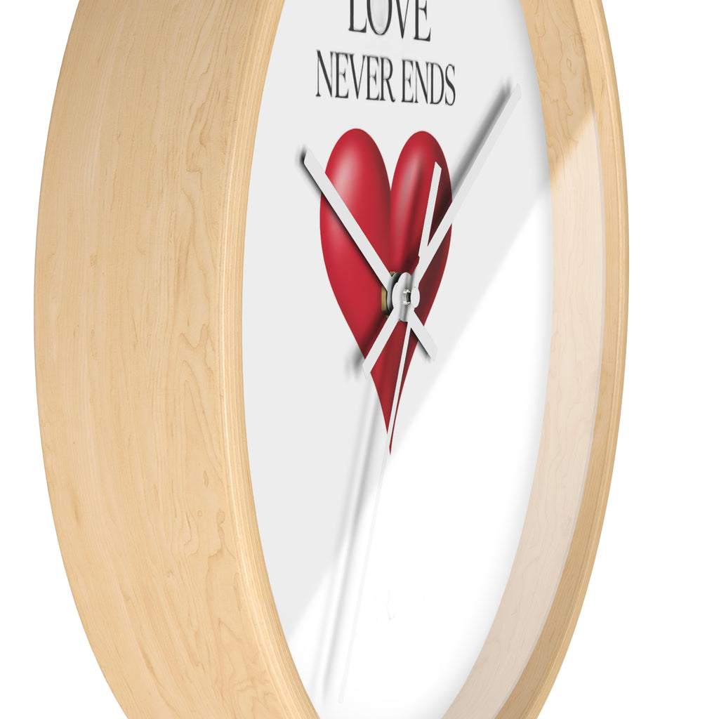Wall Clock — "Love Never Ends" Heart Decorative Wall Clock | Romantic Home Decor, Valentine’s Day Gift