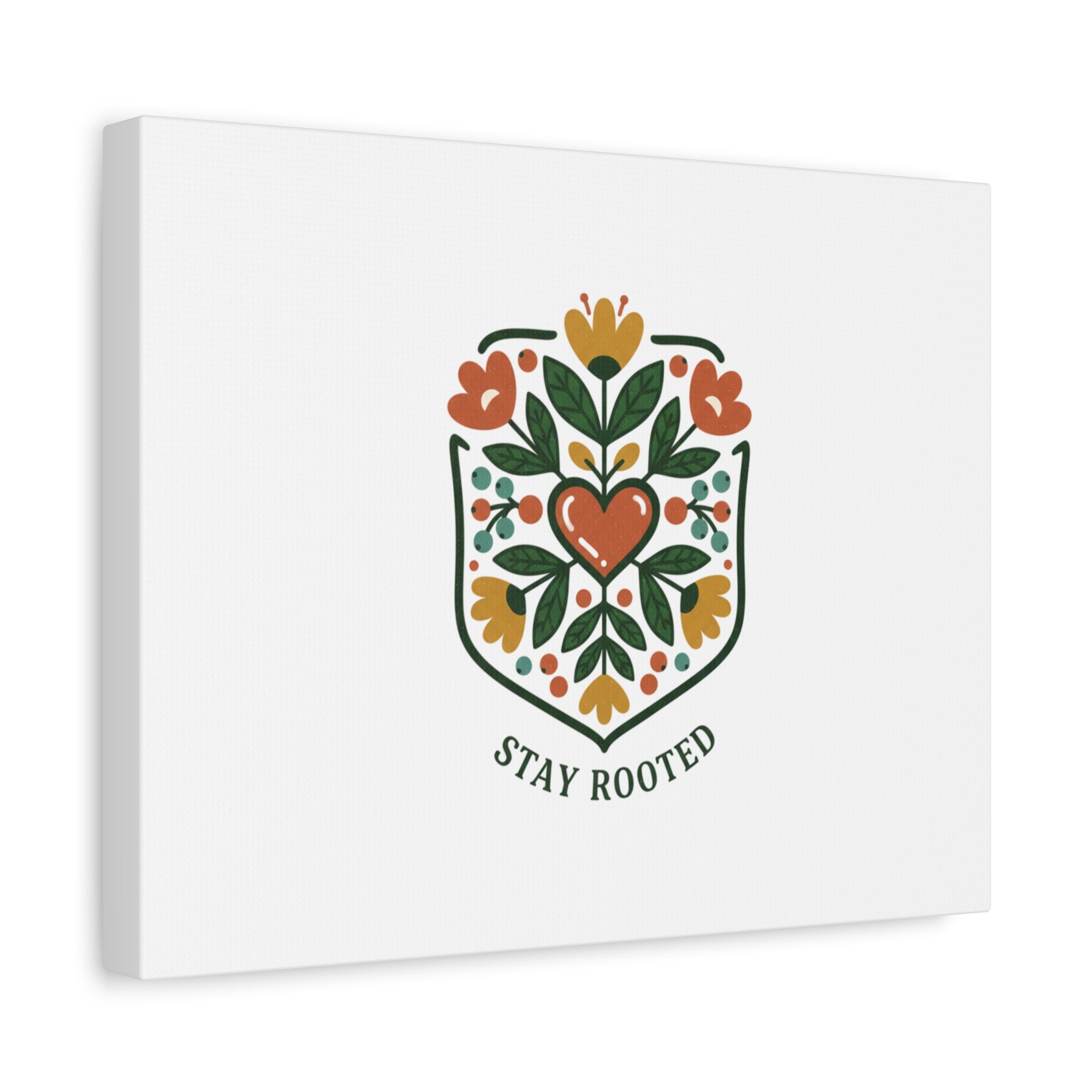 Stay Rooted Botanical Canvas — Hand-Drawn Folk Art Wall Print
