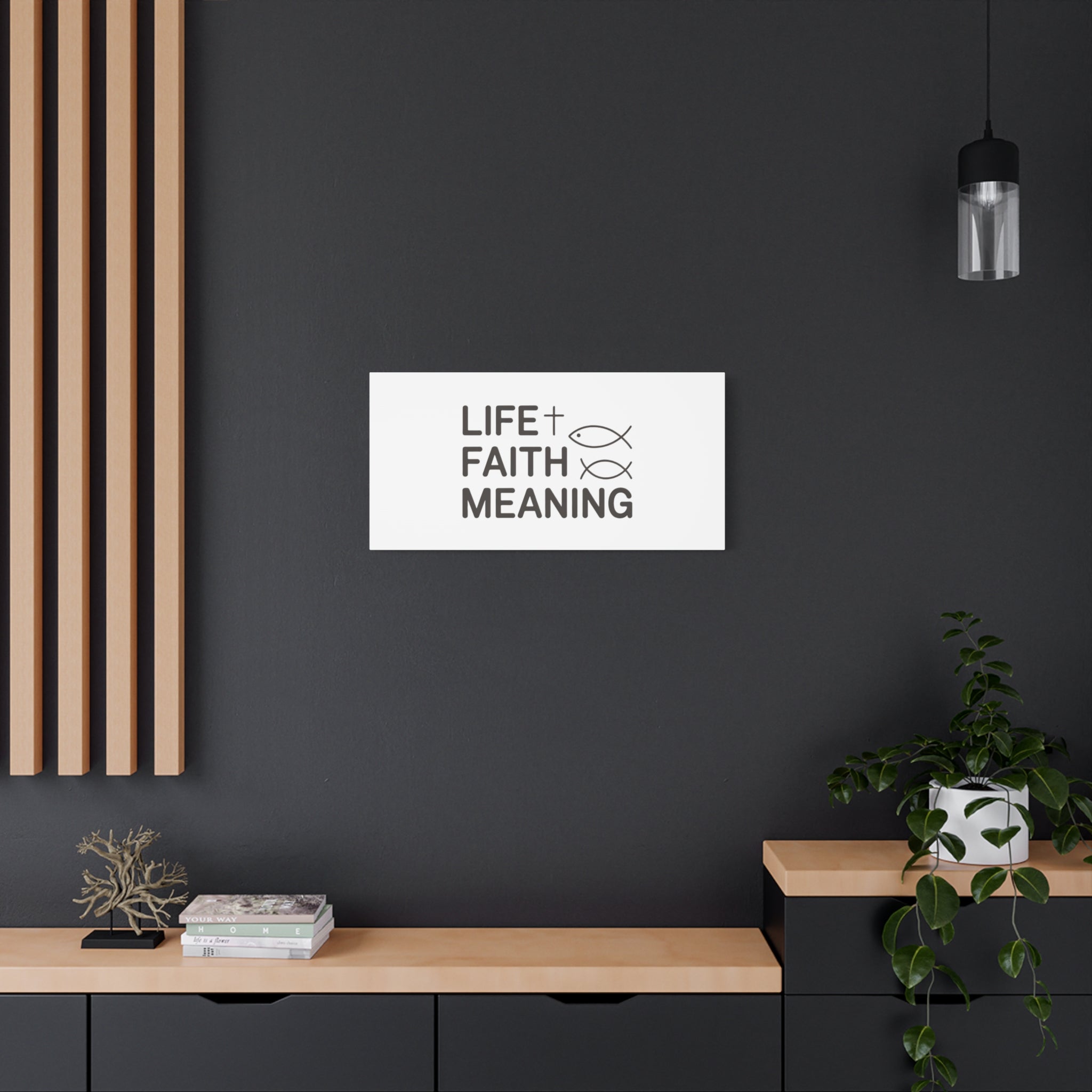 Faith Wall Canvas - "Life + Faith = Meaning" Minimal Christian Art