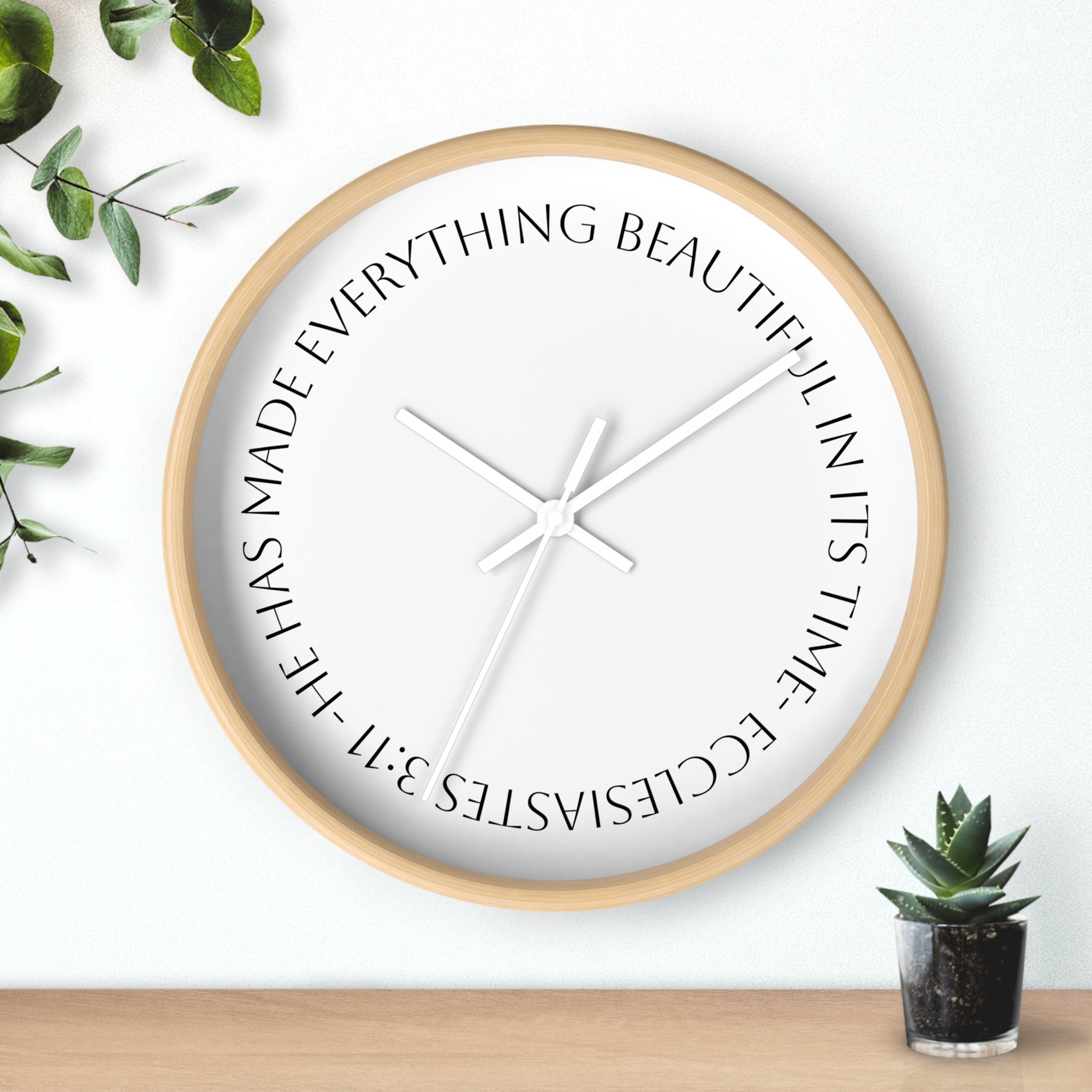"Everything Beautiful In It´s Time"— (Ecclesiastes 3:11) Scripture Decorative Wall Clock
