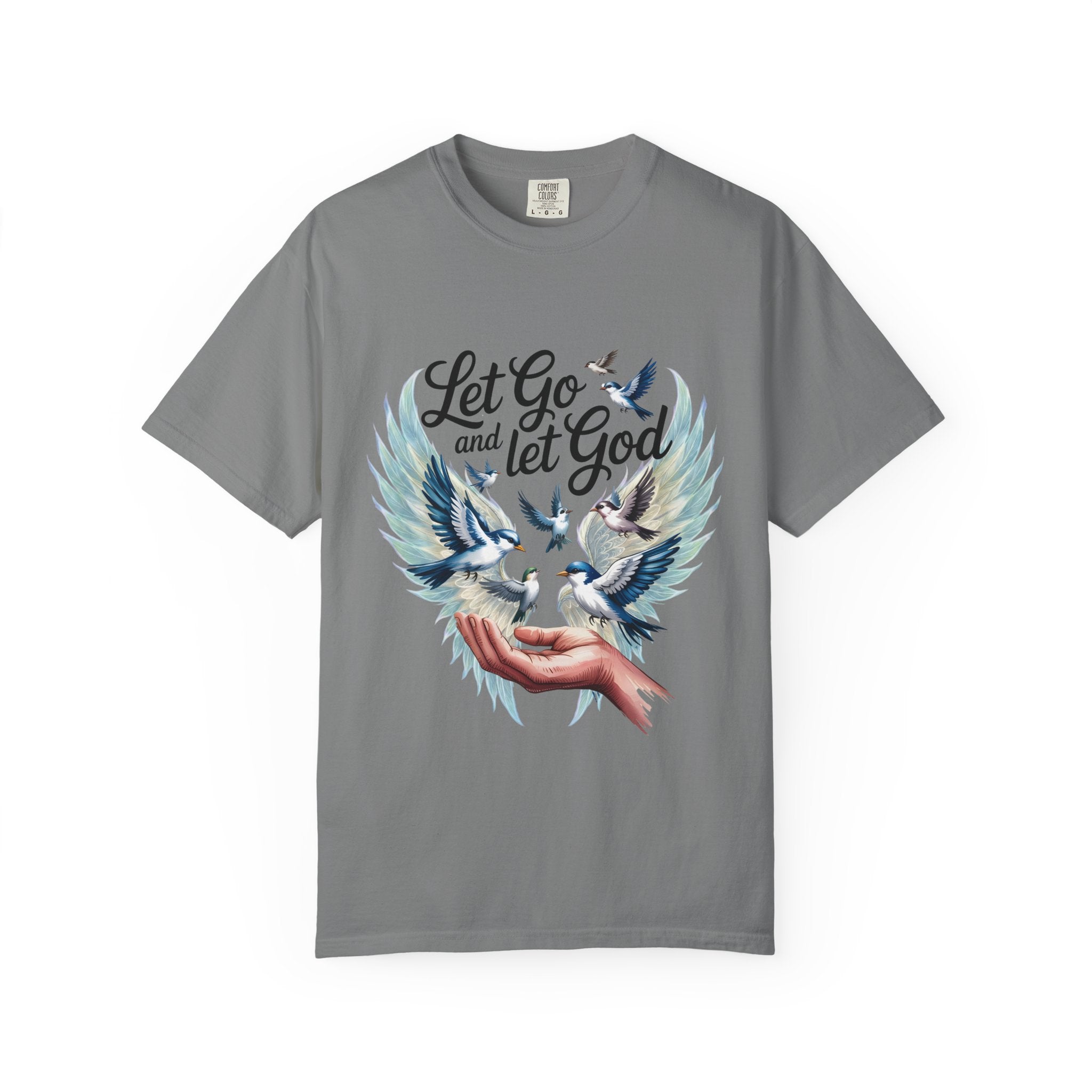 Angel Wings Graphic T-Shirt — Pastel Blue Feather Back Print