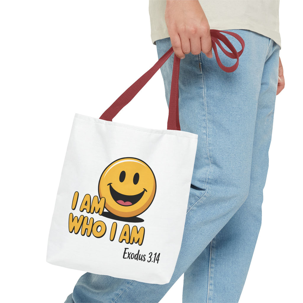 I Am Who I Am Tote Bag – Smiley Faith Design (Exodus 3:14)