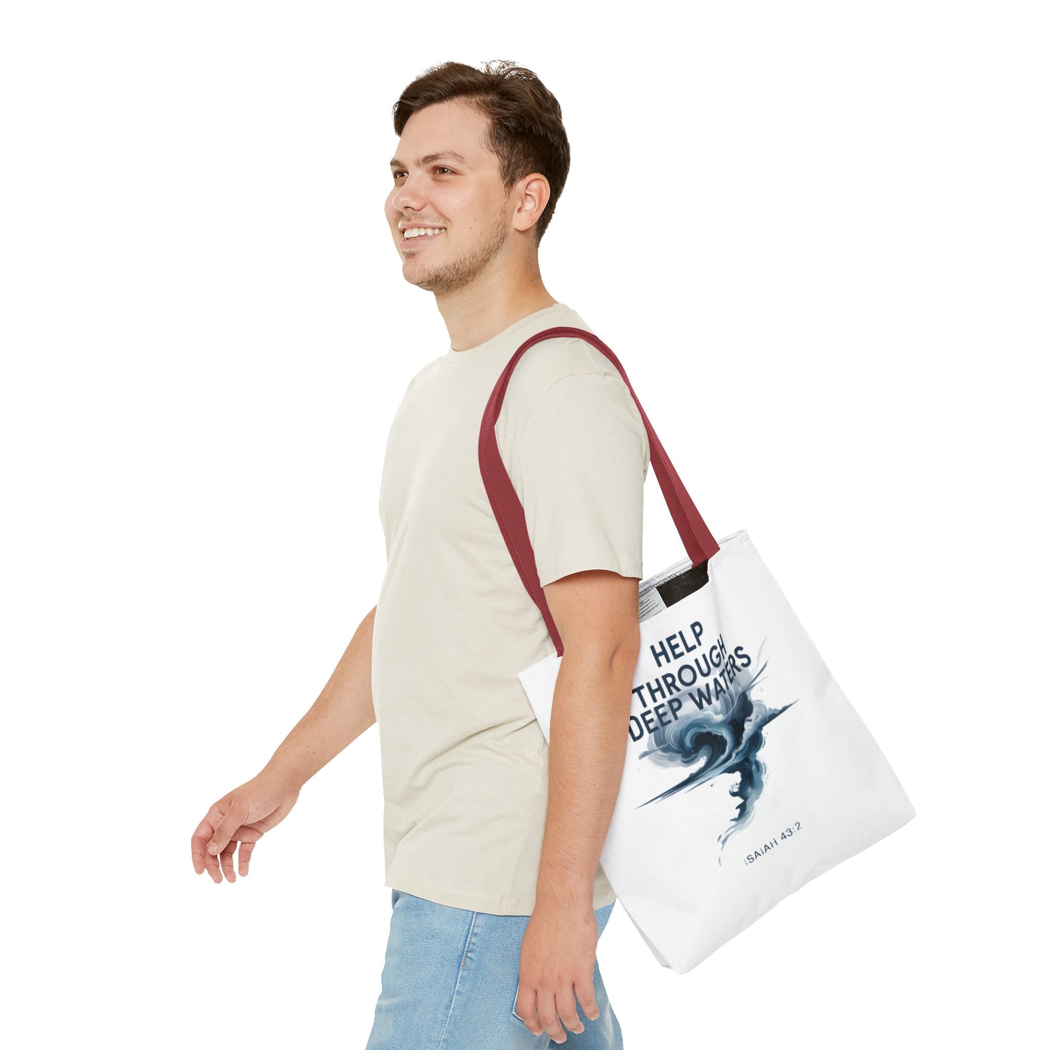 Tote — "Help Through Deep Waters" Inspirational Scripture Tote Bag (Isaiah 43:2)