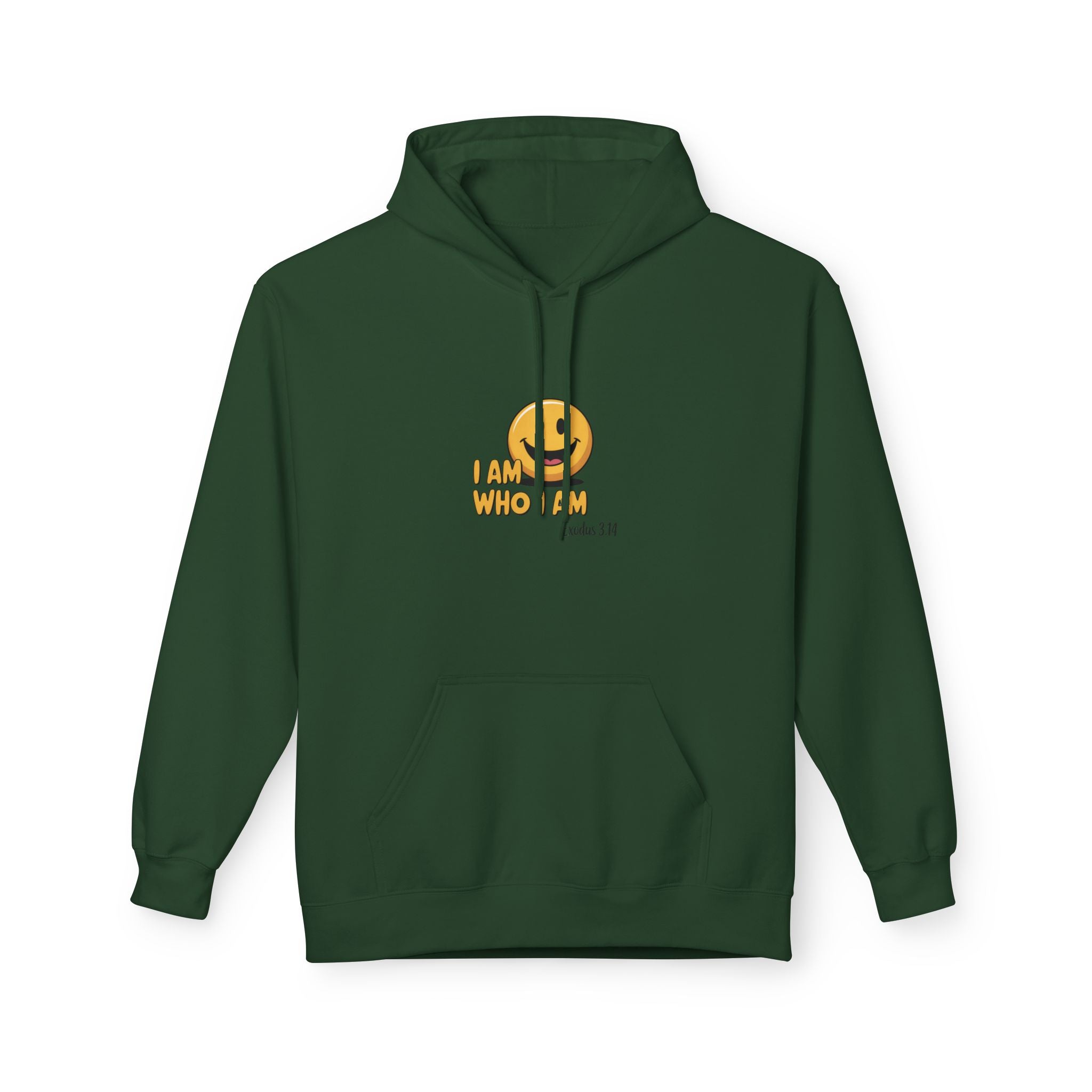 Hoodie — "I Am Who I Am" Smiley Christian Faith Graphic Hoodie