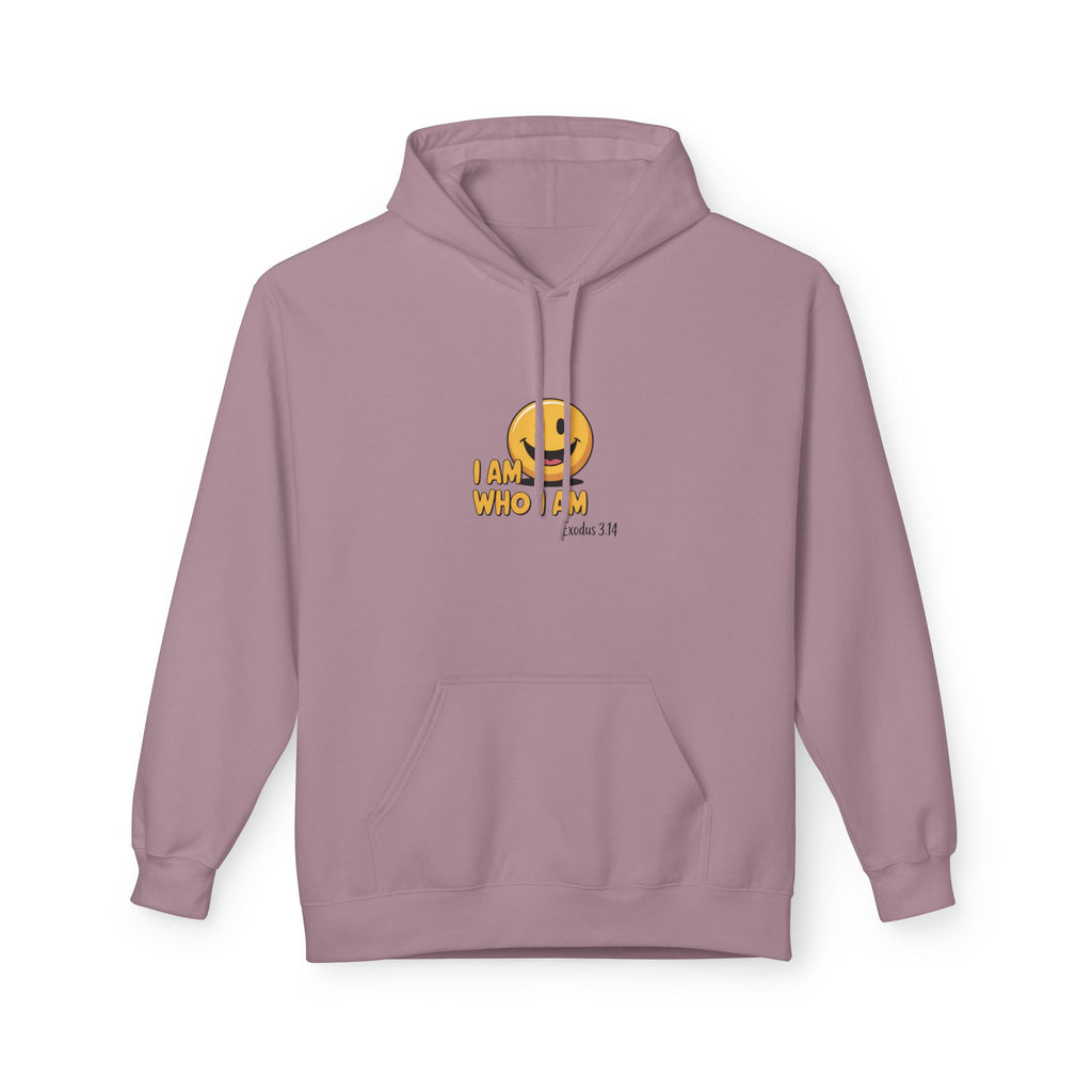 Hoodie — "I Am Who I Am" Smiley Christian Faith Graphic Hoodie