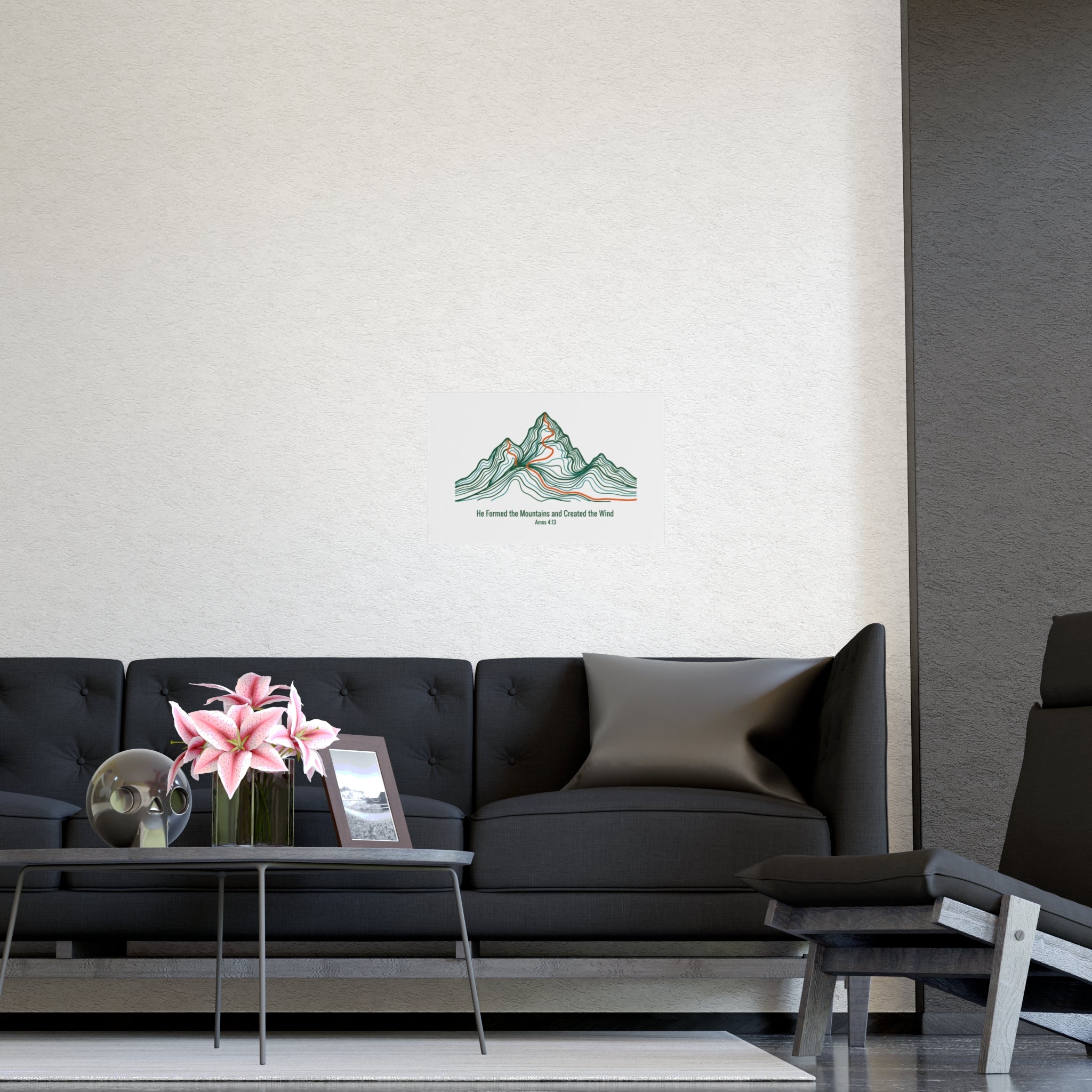Topographic Mountain Poster— "He Formed the Mountains and Created the Wind" (Amos 4:13)