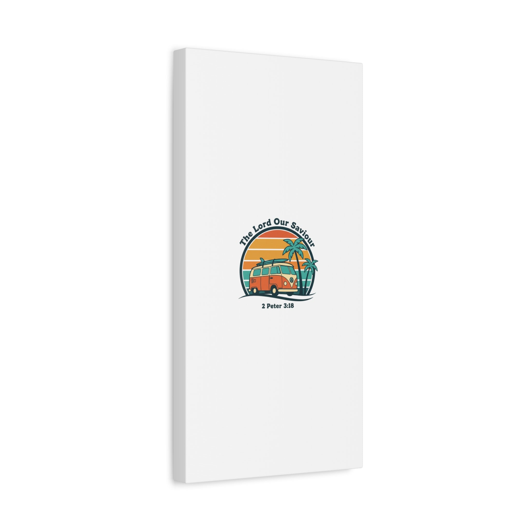 The Lord our Saviour, Retro Surf Sunset Canvas | 70s Van Palm Postcard, Analog Sunshine Aesthetic